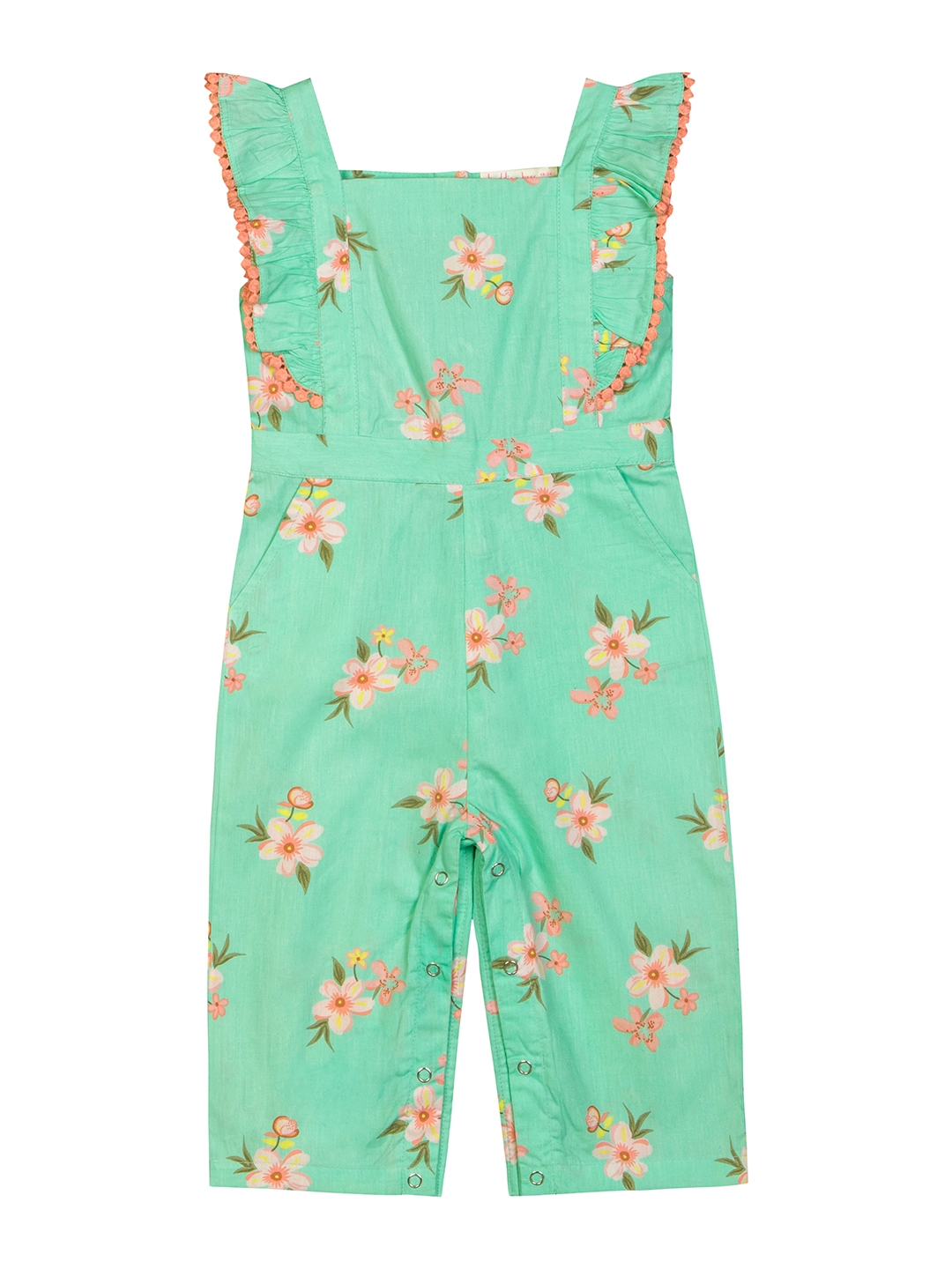 Budding Bees | Budding Bees Baby Girls Green Printed Jumpsuit