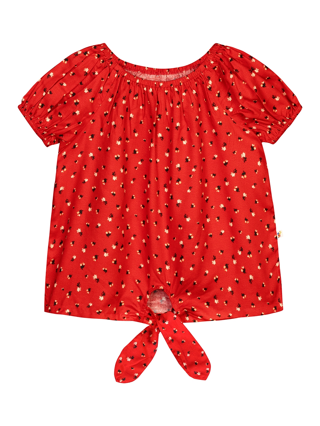 Budding Bees | Budding Bees Girls Red Floral Knotted Top
