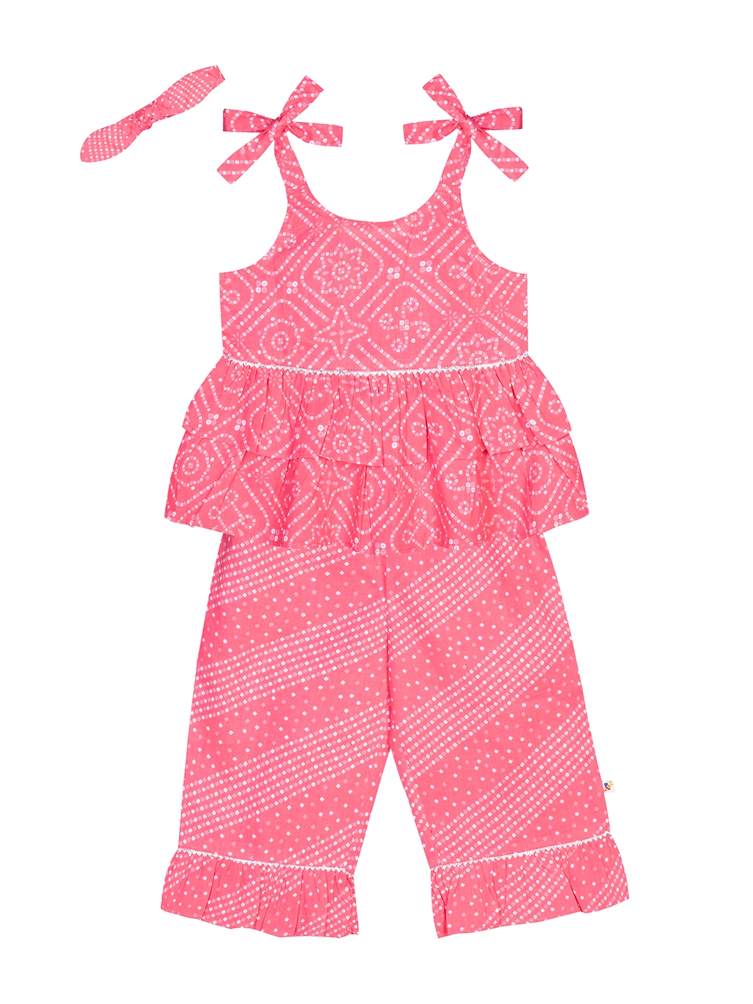 Budding Bees | Budding Bees Infants Cotton Pink Top-Pajama Set with Matching Hairband