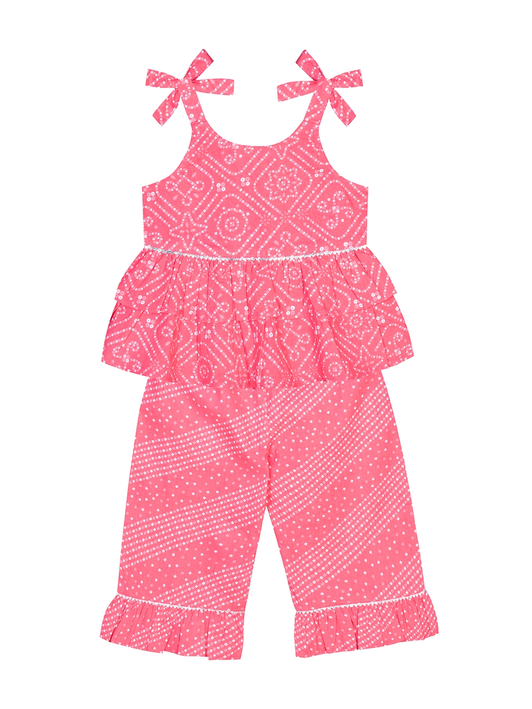 Budding Bees Infants Cotton Pink Top-Pajama Set with Matching Hairband