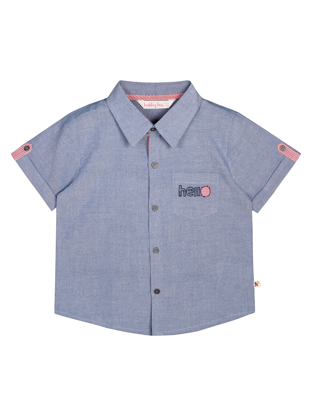 Budding Bees | Blue Solid Formal Shirt