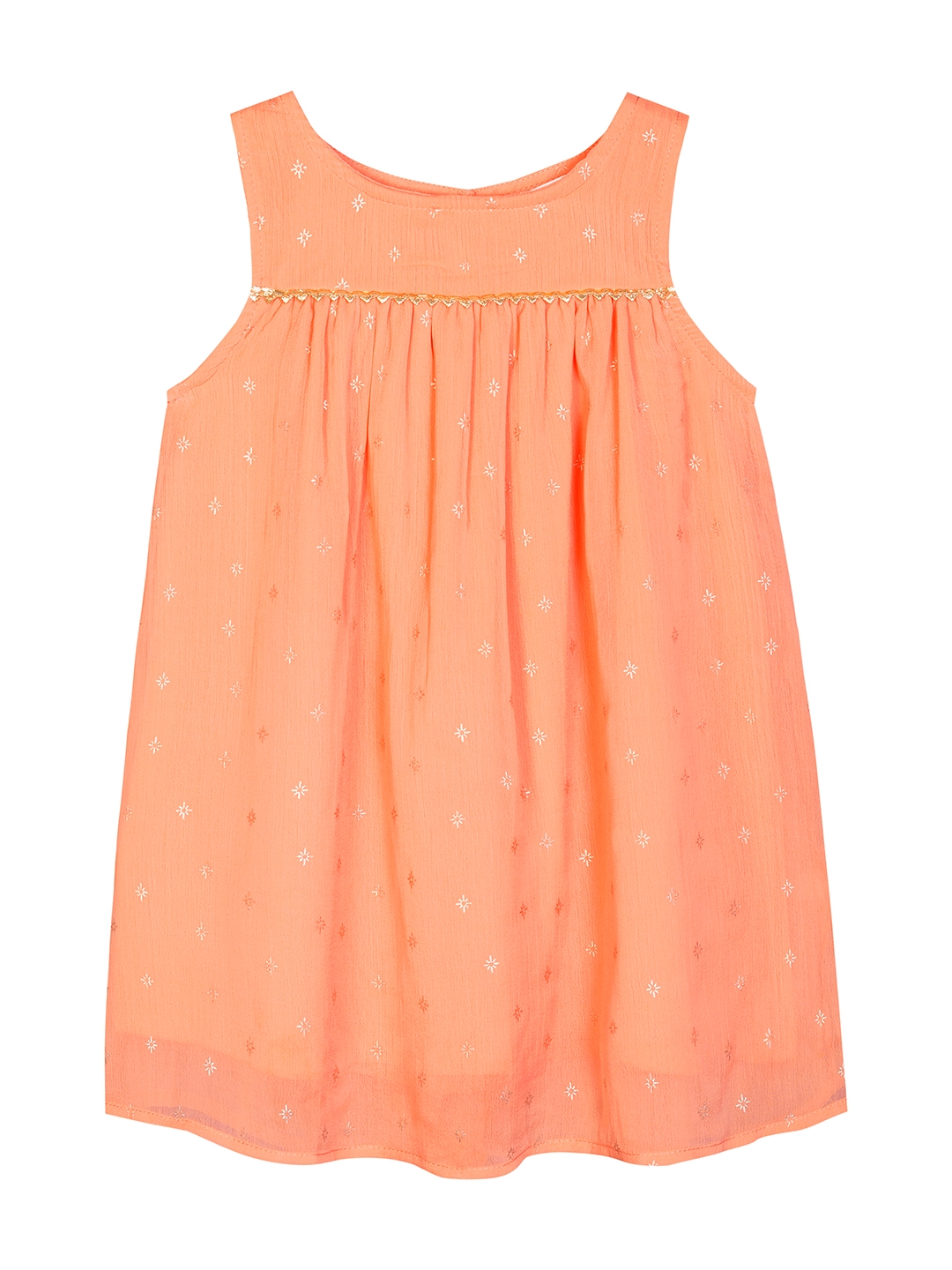 Budding Bees Girls Orange Lurex Printed A-Line Dress