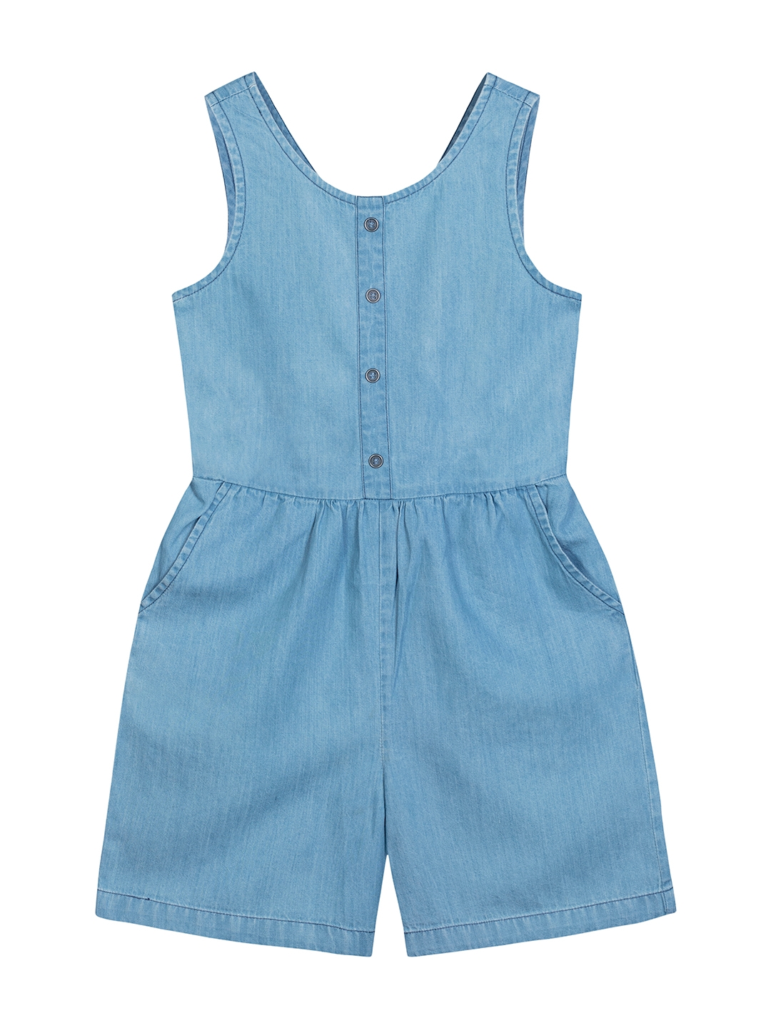Budding Bees | Blue Solid Jumpsuit