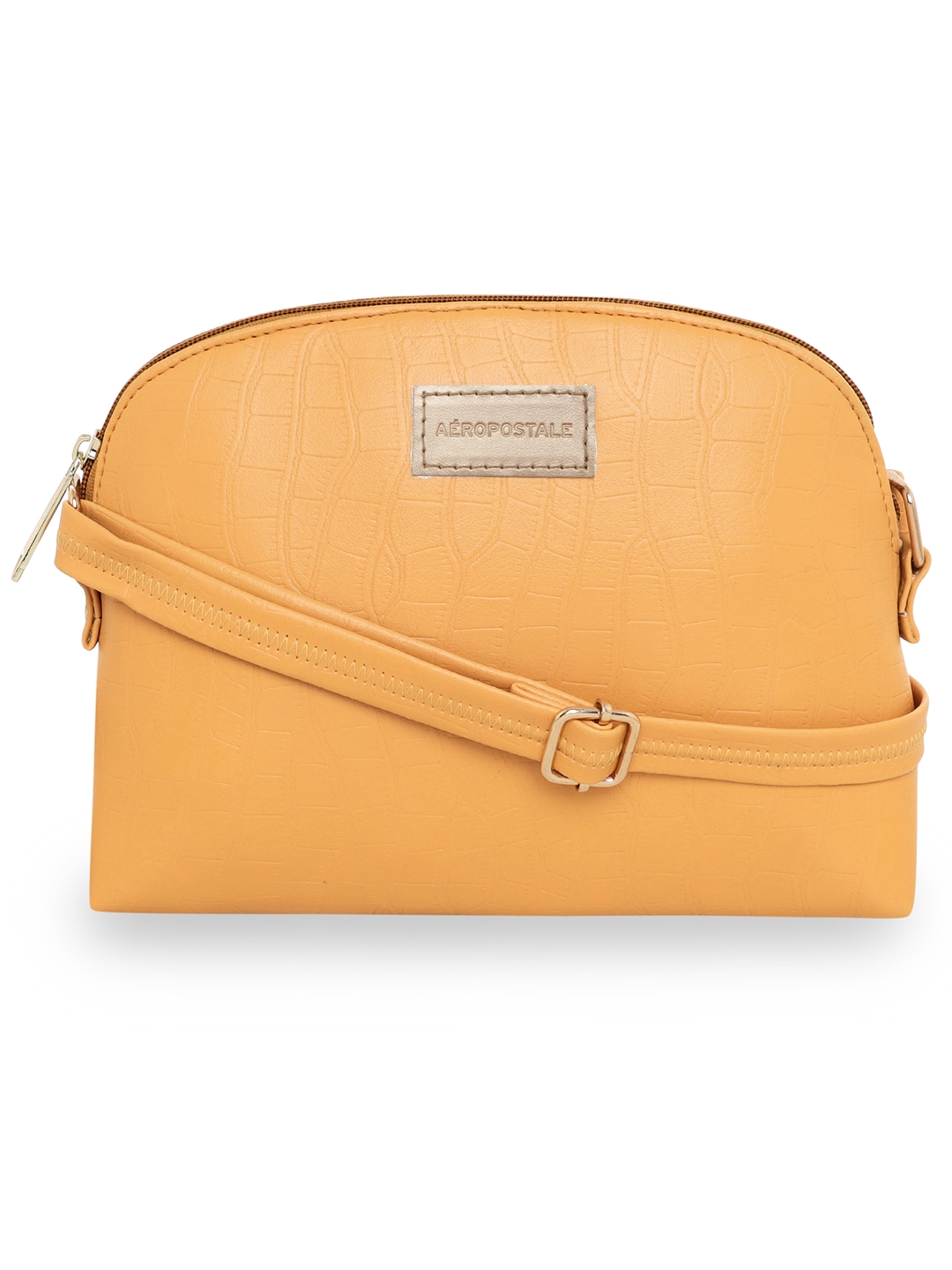 Aeropostale Textured Kylie PU Sling Bag with non-detachable strap (Mustard)