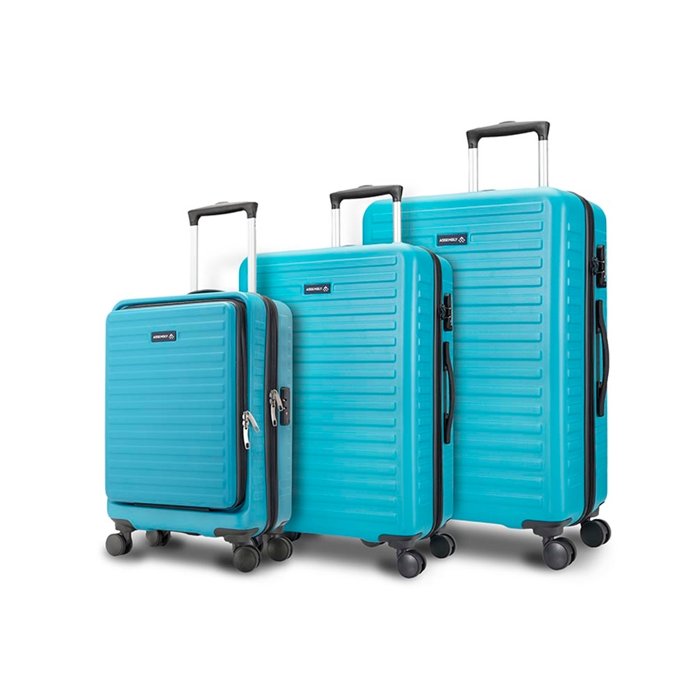 Assembly | Set of 3 Hard Luggage - 28 inch, 24 inch and 20 inch Suitcase Trolley-Teal