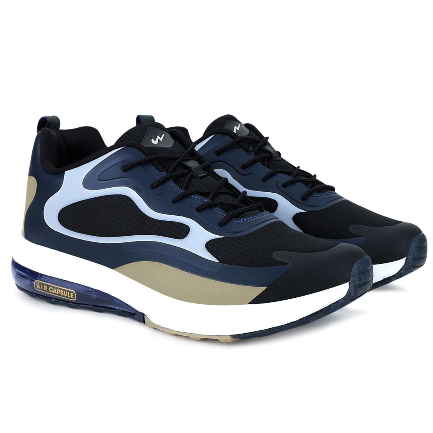 Campus Shoes | Black And Blue Renegade Running Shoes