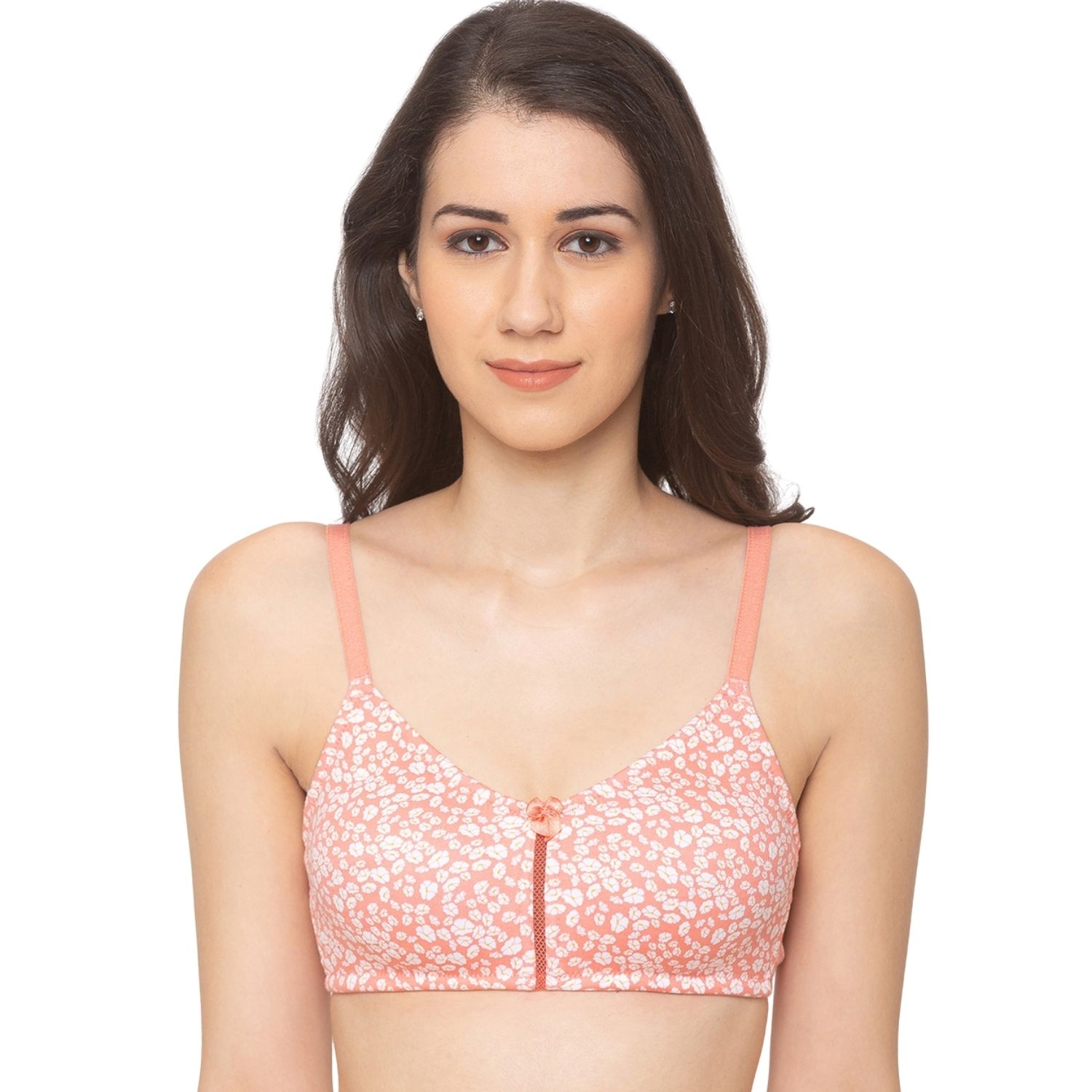 CANDYSKIN | Candyskin Women's Coral Flower Full Support Cotton Non-Padded Wirefree Full Coverage
