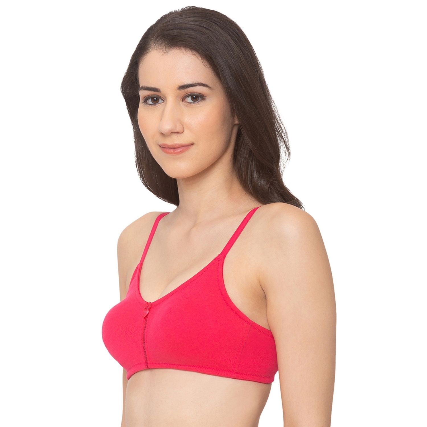 Candyskin Women's Pink Full Support Cotton Non-Padded Wirefree Full Coverage