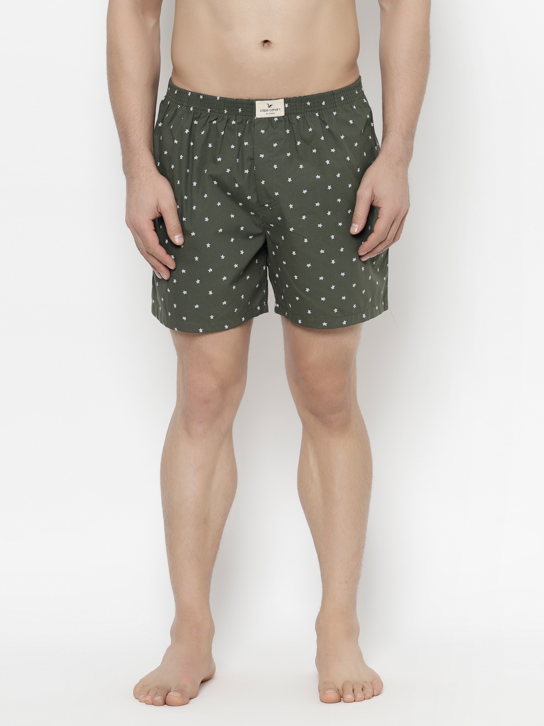Cape Canary | Cape Canary Men's Green Cotton Elasticated Printed Boxer
