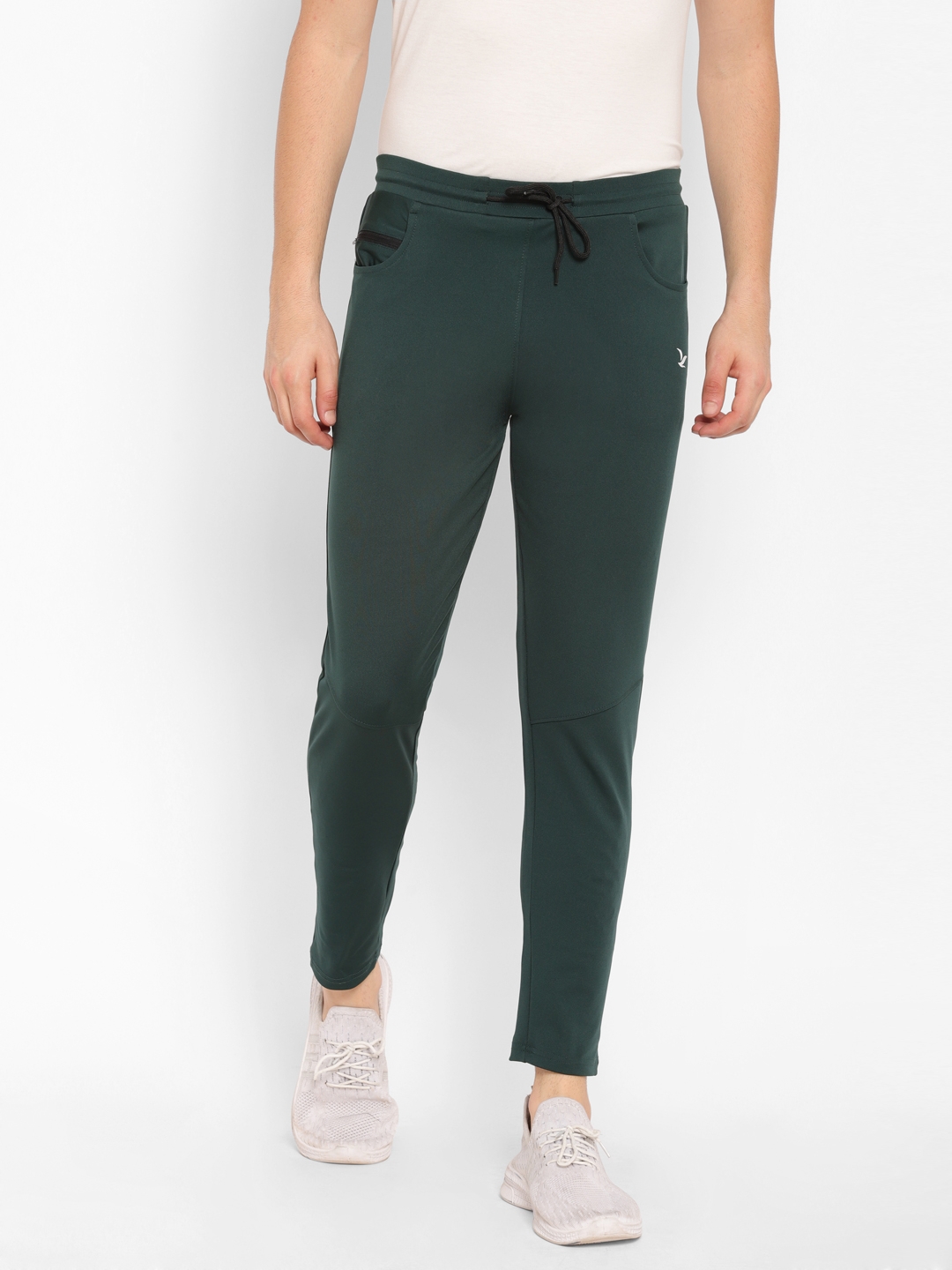 Cape Canary | Cape Canary Men's Green Cotton Lycra Solid Slim-Fit Jogger Pants