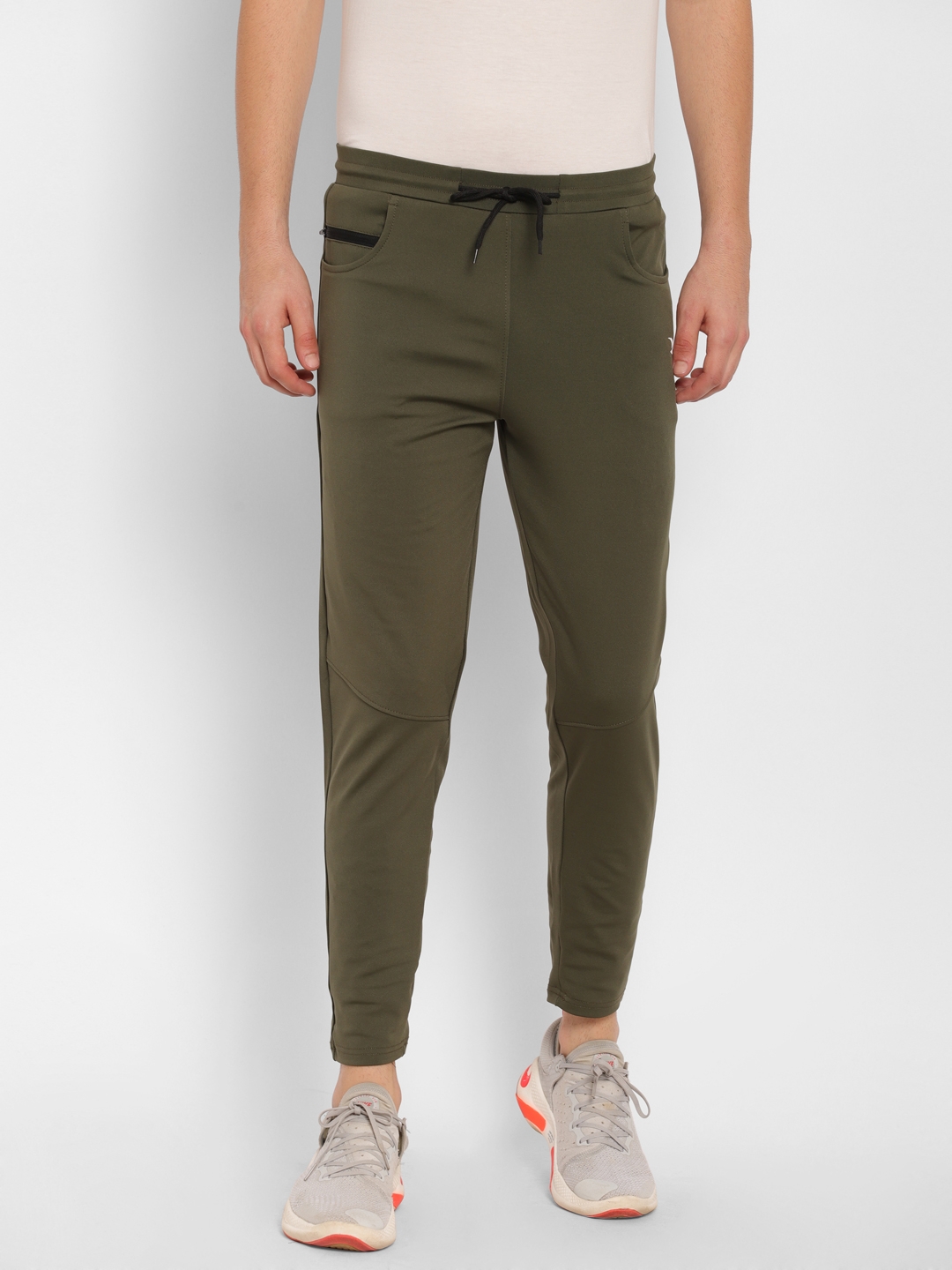 Cape Canary | Cape Canary Men's Olive Green Cotton Lycra Solid Slim-Fit Jogger Pants