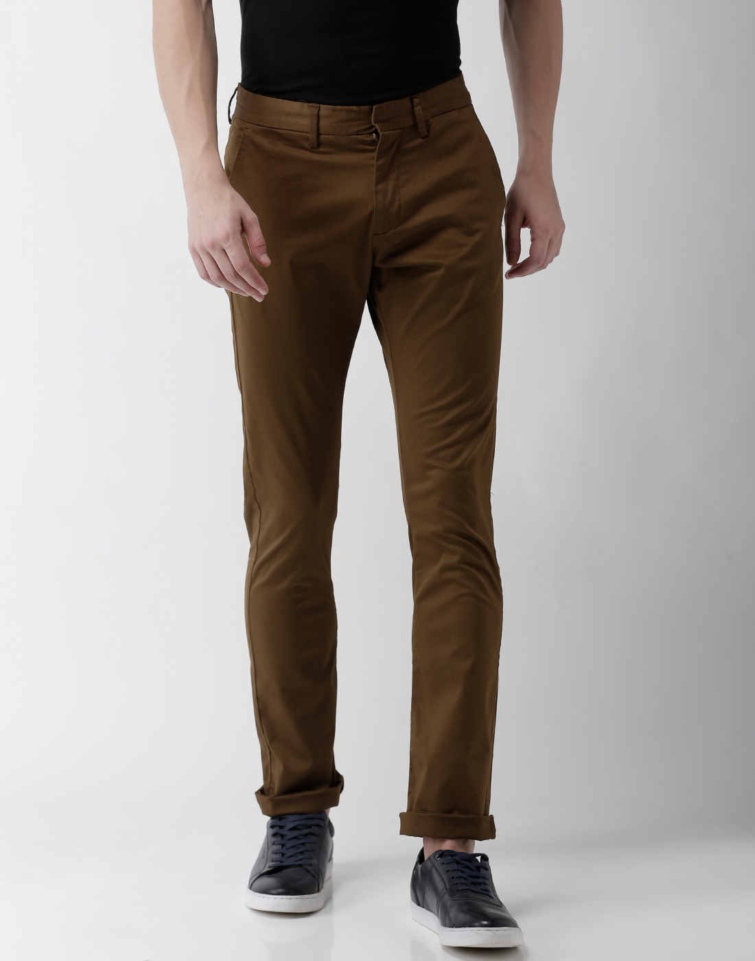 celio | Slim Fit Cotton Blend Brown Trouser