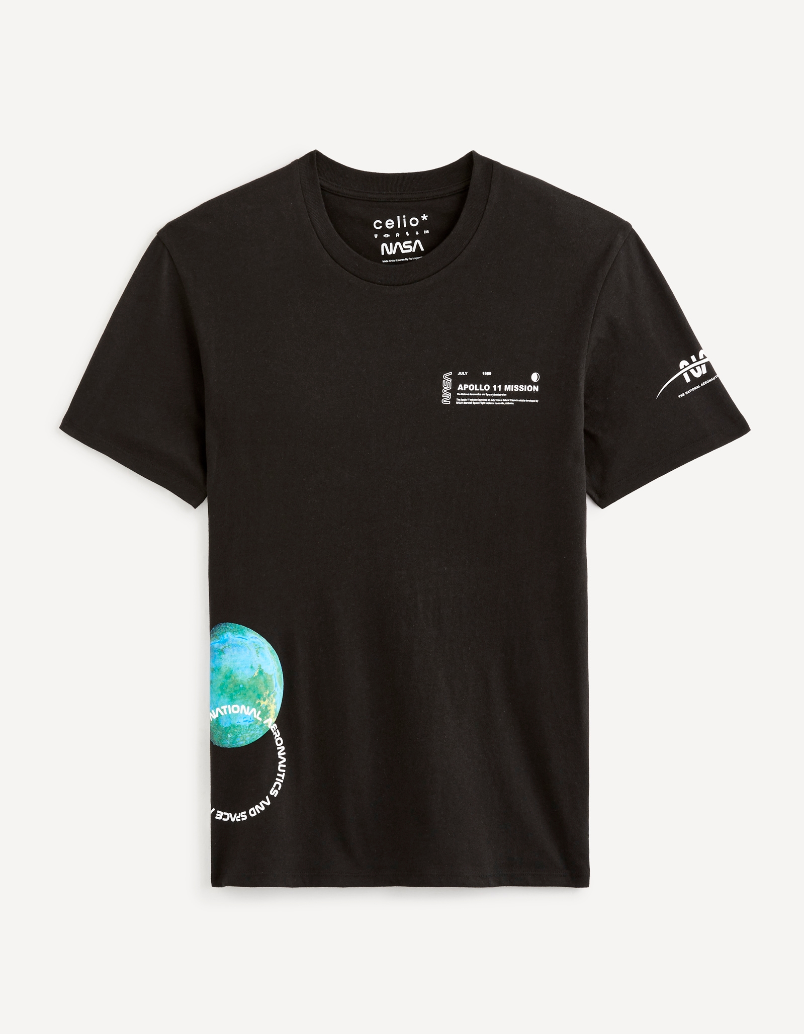 celio | NASA- Noir Printed T-Shirt
