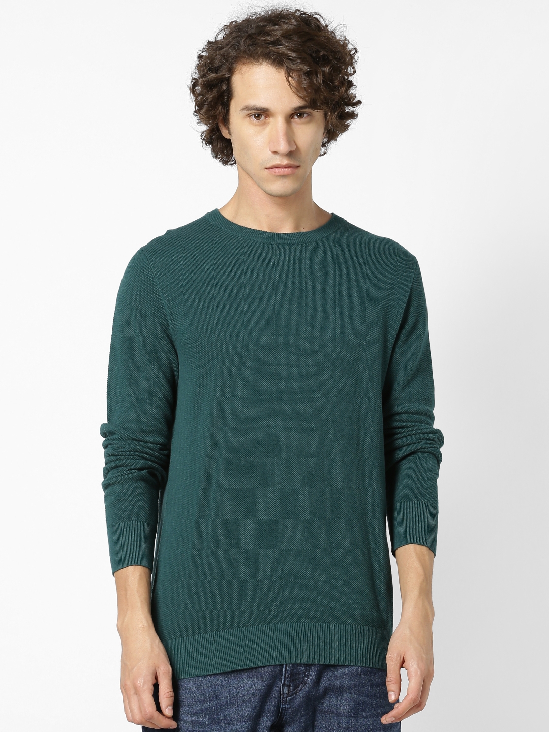 celio | Green Solid Sweater