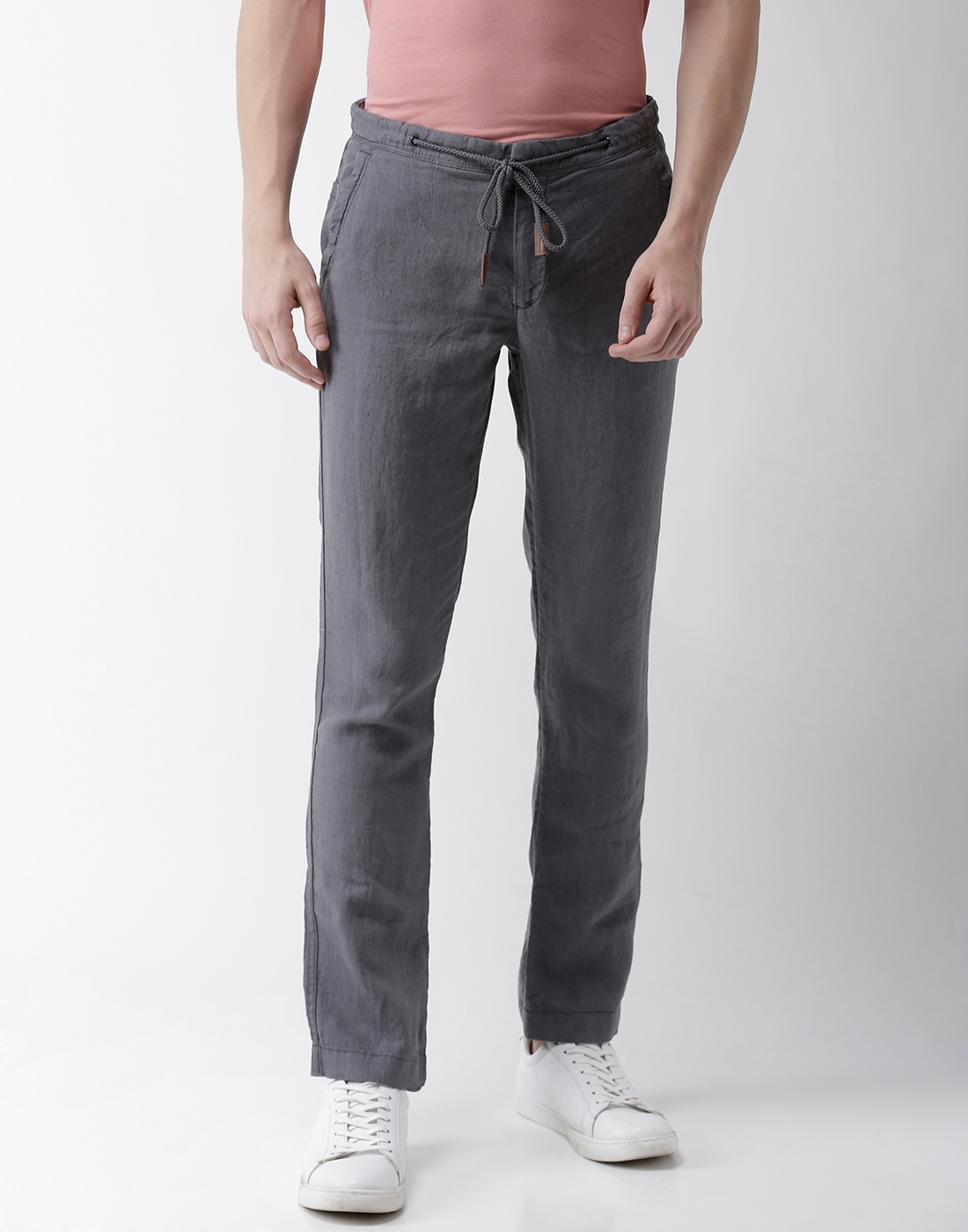 celio | 100% Linen Straight Fit Grey Trouser