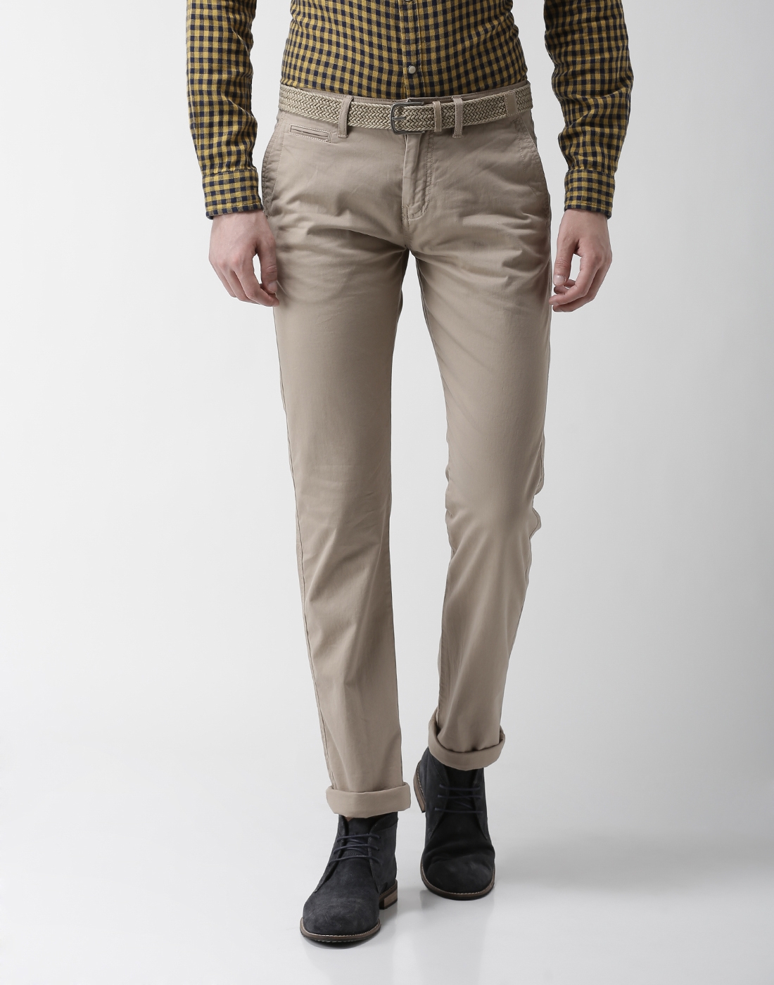 celio | Straight Fit Cotton Blend Beige Trouser
