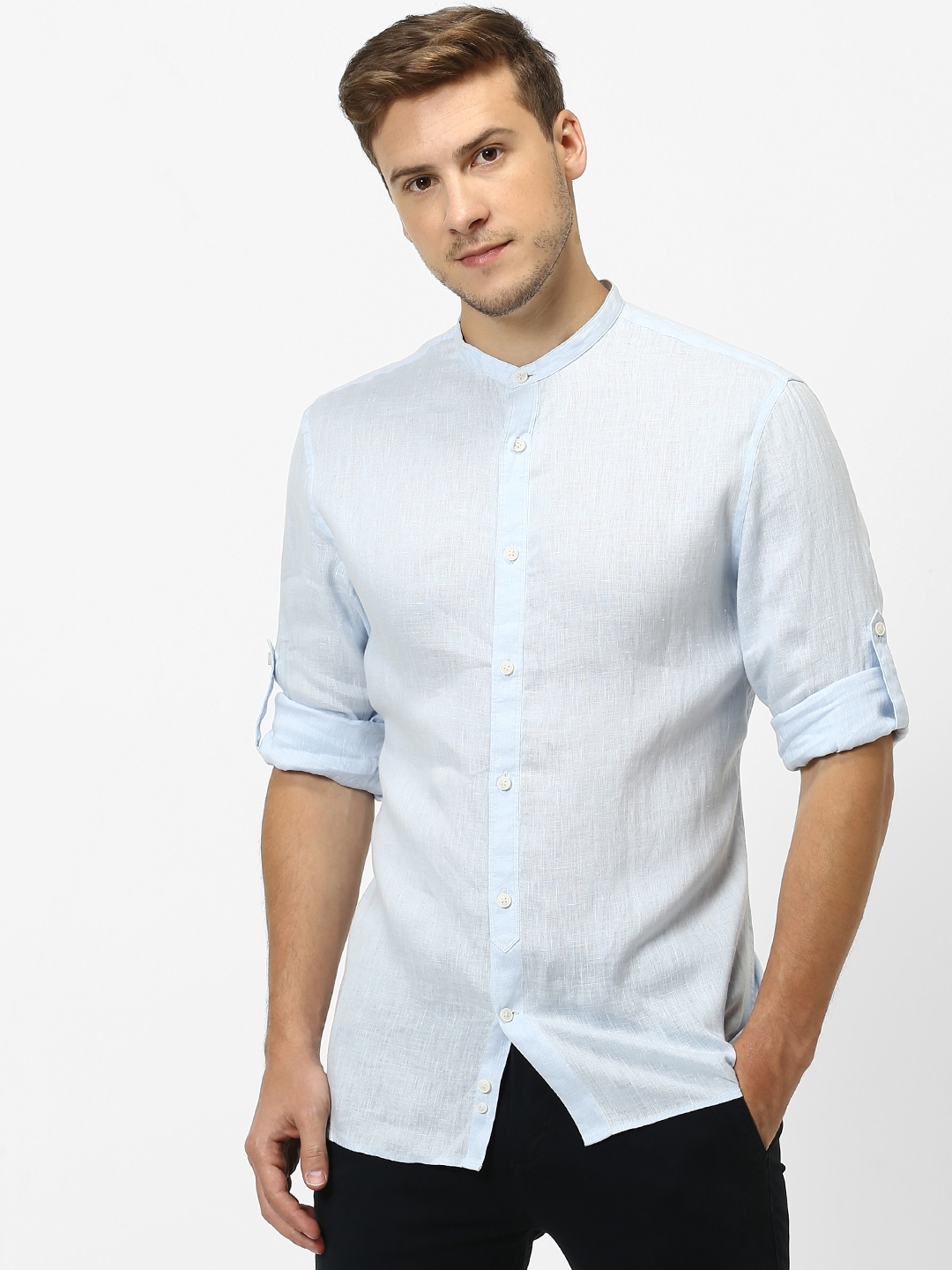 celio |  100% Linen Blue Casual Shirts