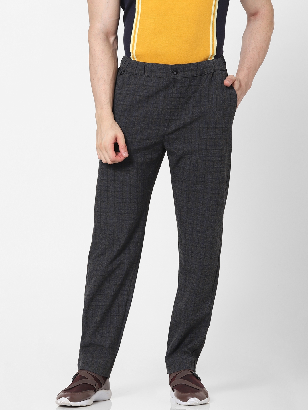 celio | Slim Fit Checked Casual Pants