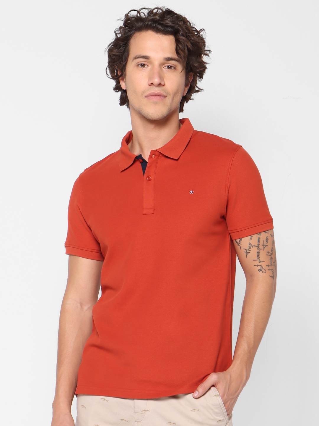 celio | Solid  Red Polo T-Shirt