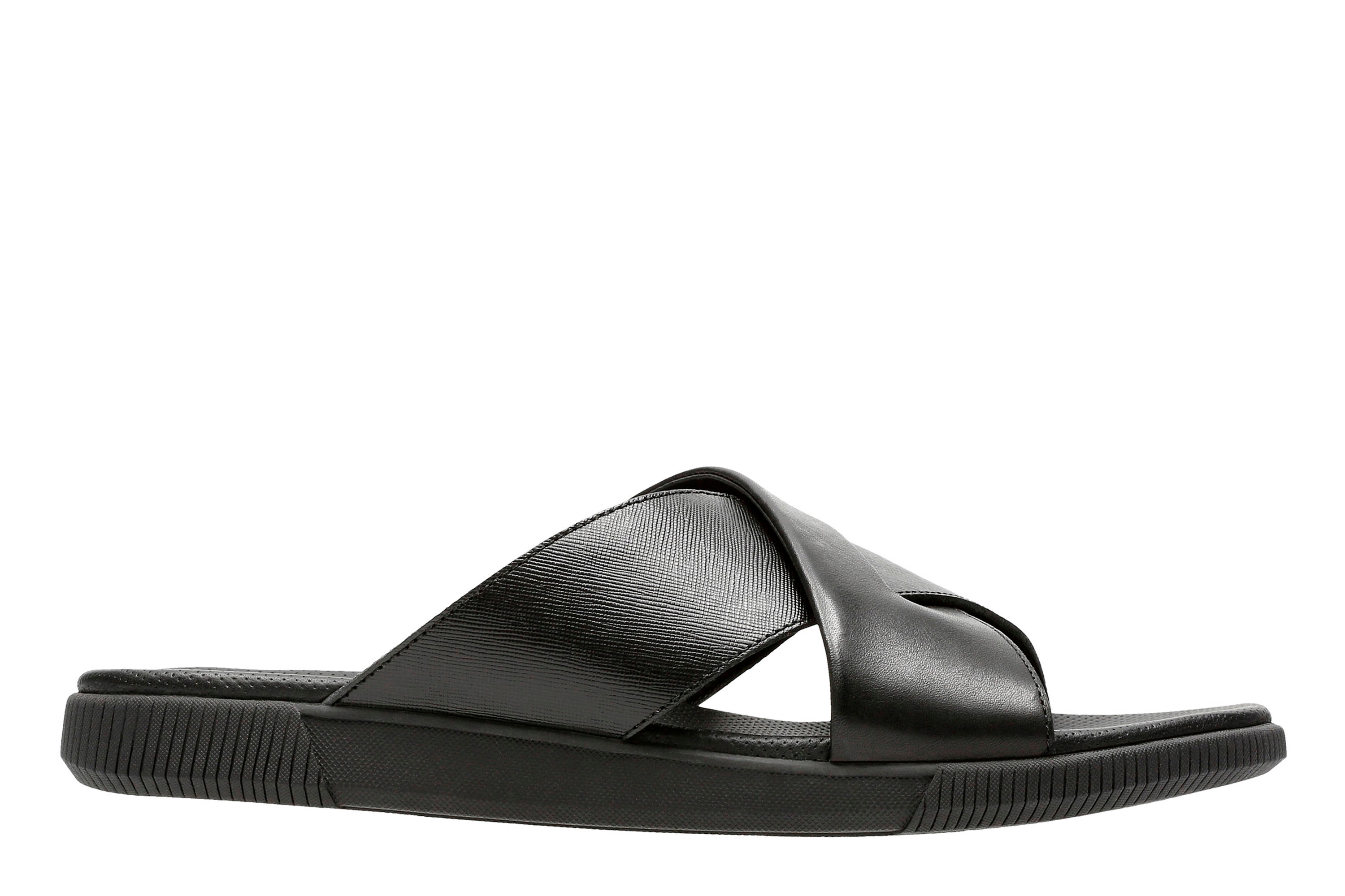 Clarks | Vine Ash Black Leather Sandals