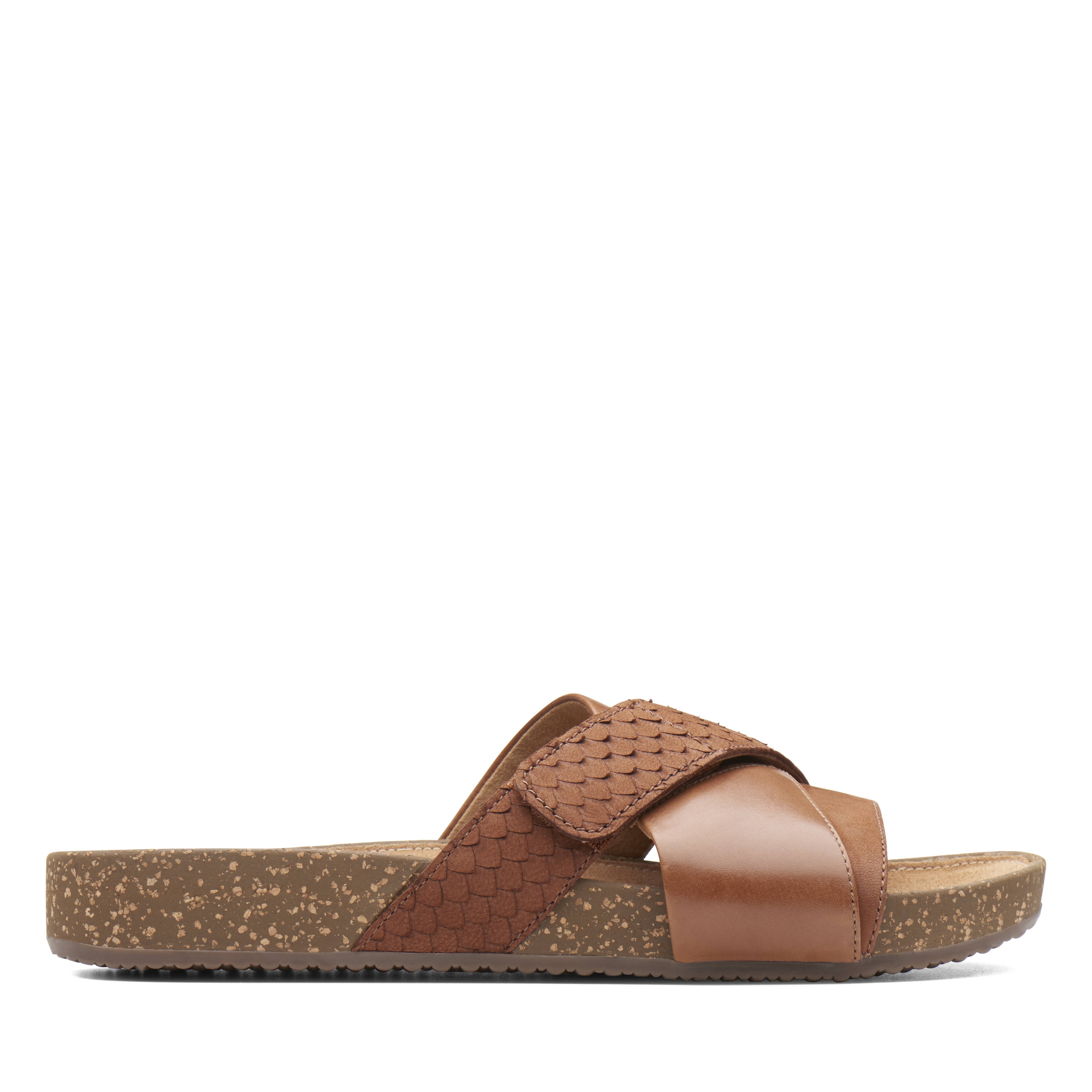Clarks | Rosilla Derby Dark Tan Combi Flat Sandals