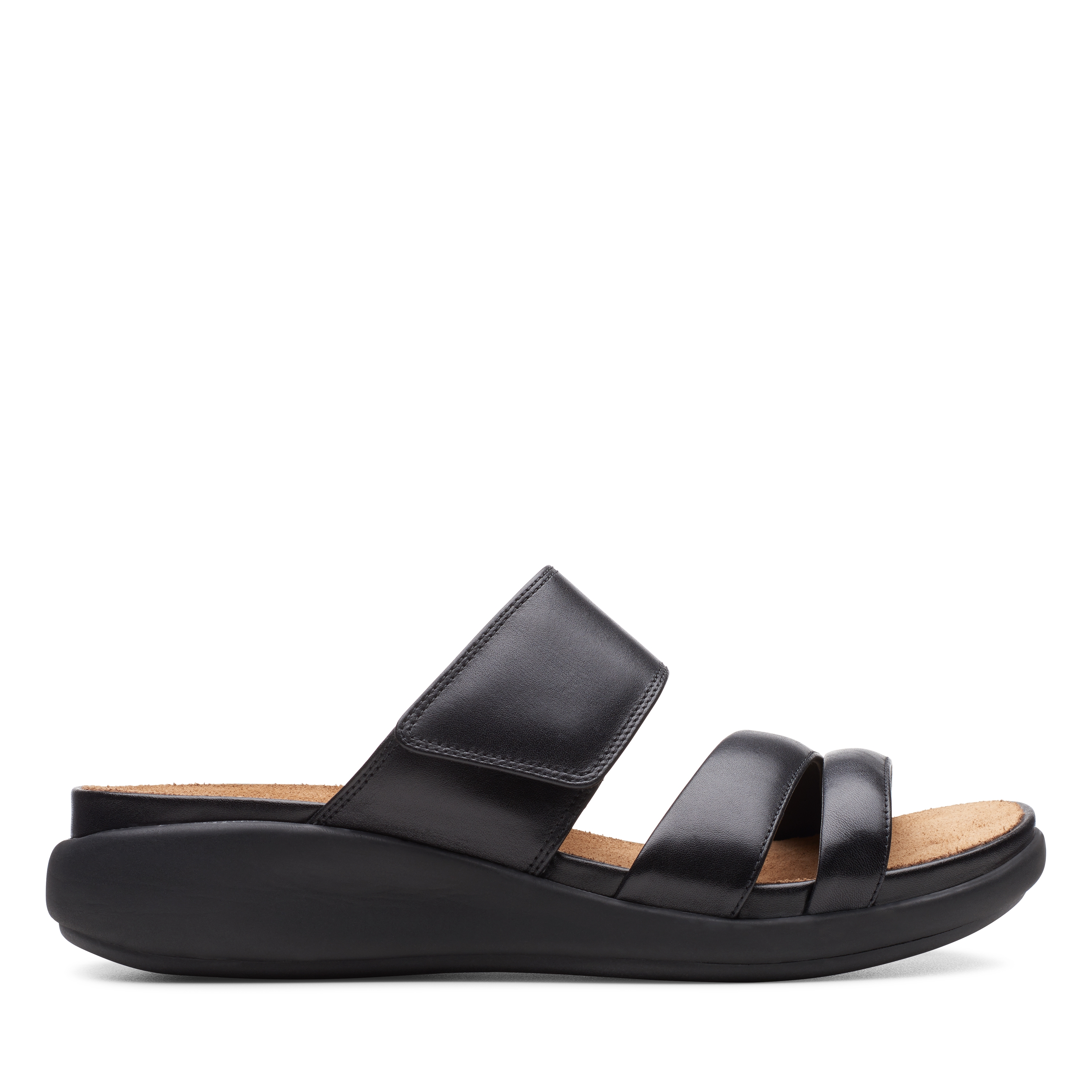Clarks | Un Bali Way Black Leather Flat Sandals