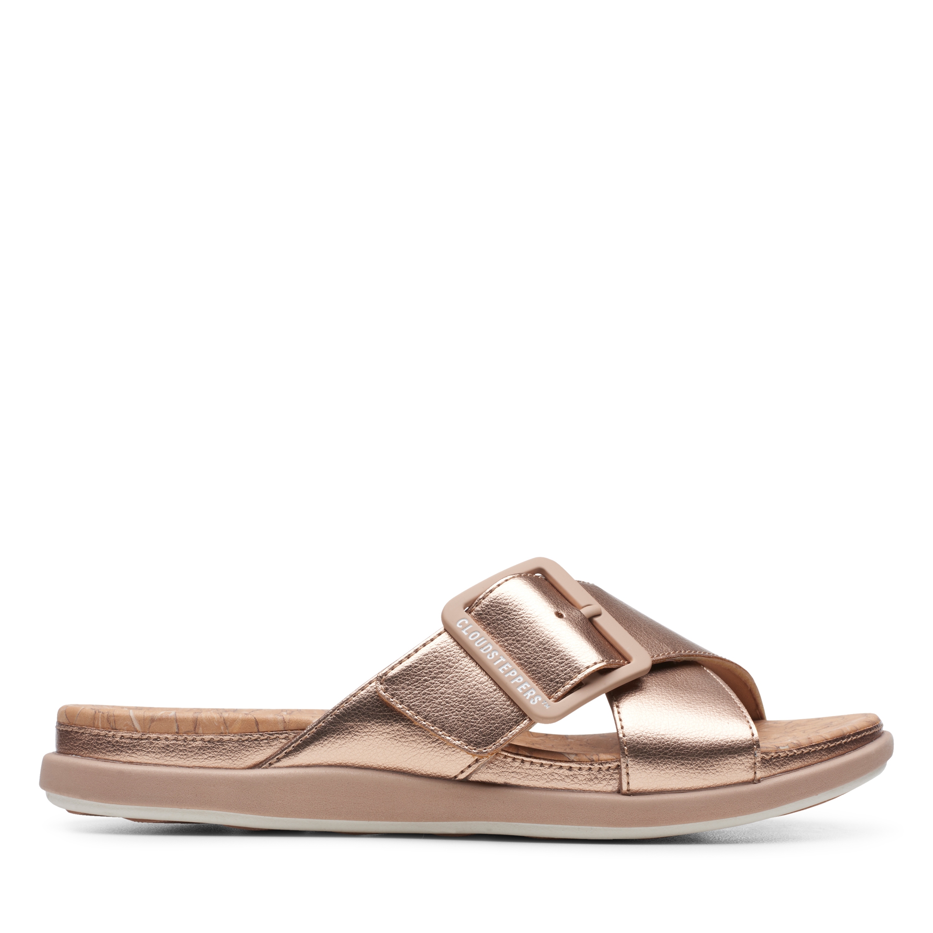 Clarks | Step Juneshell Rose Gold Flat Sandals