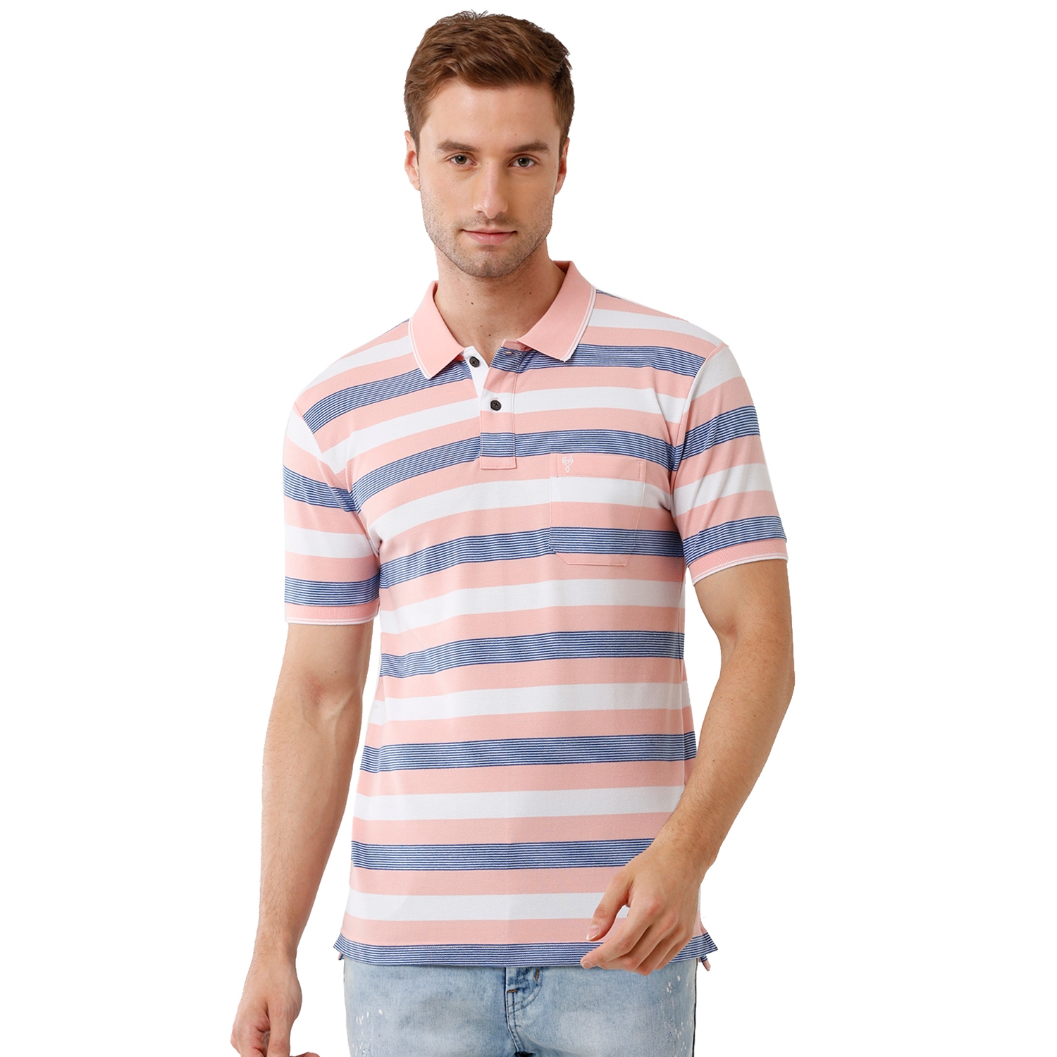 Classic Polo | Classic Polo Mens 100% Cotton Striped Half Sleeve Slim Fit Polo Neck Multicolor T-Shirt (ADORE - 163 B SF P)