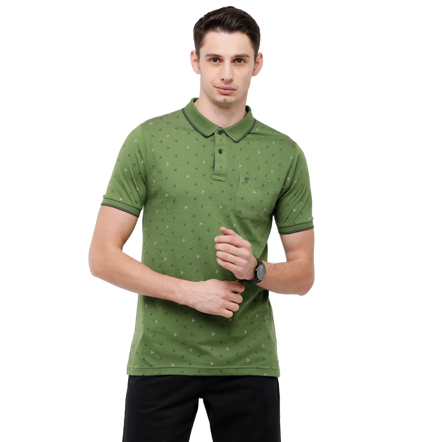 Classic Polo | Classic Polo Mens Slim Fit Printed Green T-Shirt