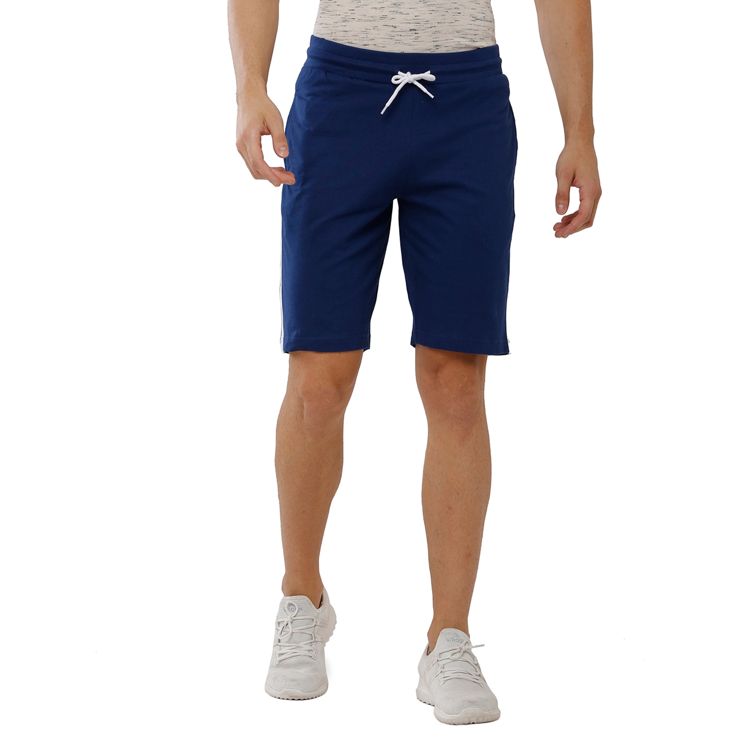 Classic Polo | Classic Polo Mens 100% Cotton Solid Slim Fit Estate Blue Color Short (NOS-SLEQUE - ESTATE BLUE)