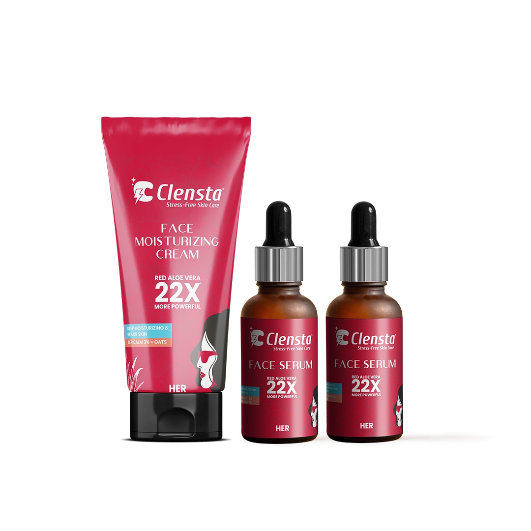 Clensta | Clensta Face Moisturizing Cream With 3% Sepicalm 50 gm & Face Serum With 2% Hyaluronic Infused 30ml for her