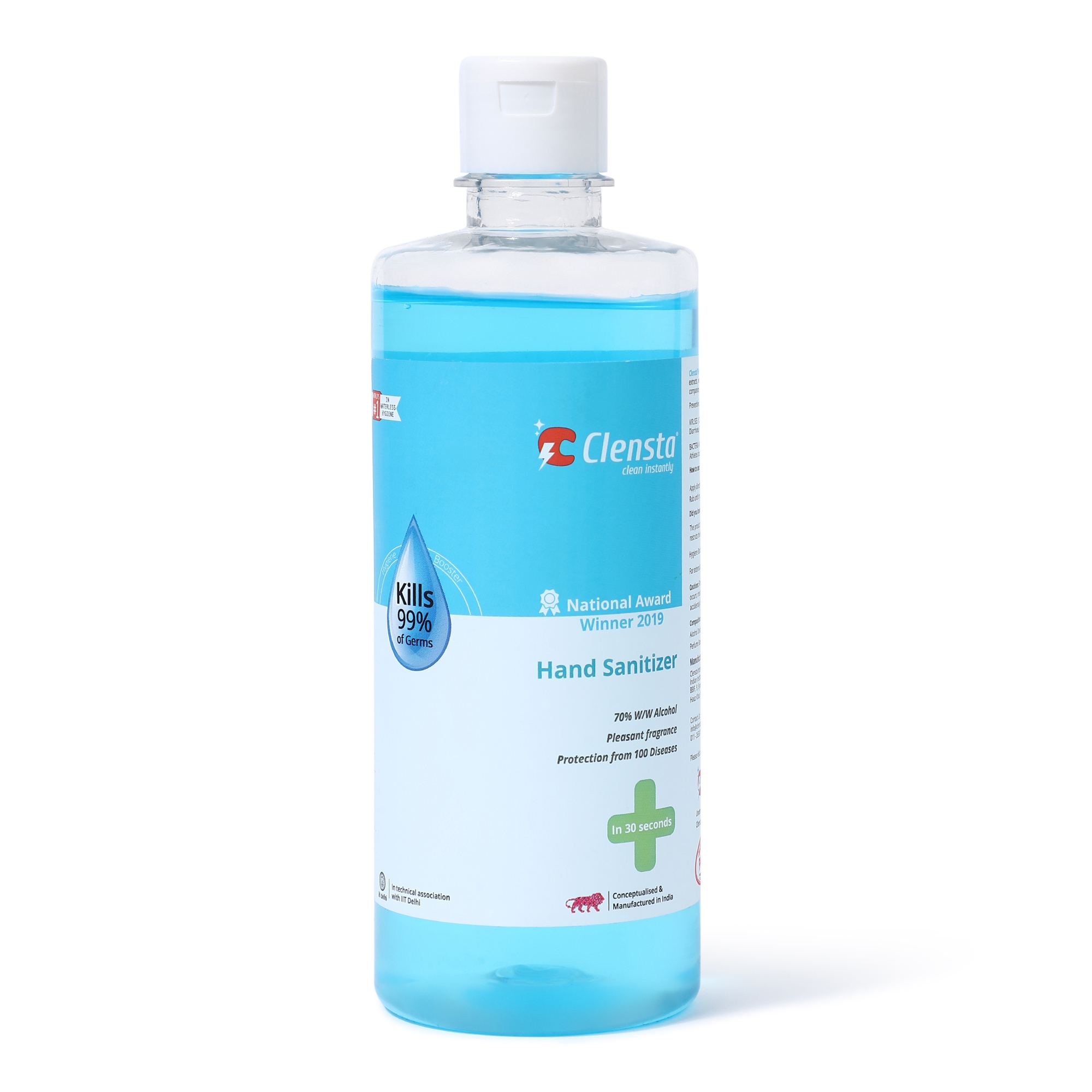 Clensta | Clensta Instant Hand Sanitizer - National Award Winner 2019 | 80% Alcohol Based Sanitizer | Kills 99.95% Germs | WHO Recommended Formula & FDA Approved 100 ml