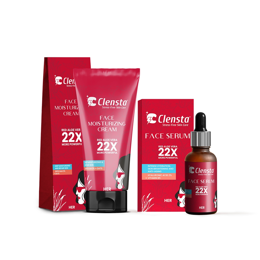 Clensta | Clensta Face Serum With 2% Hyaluronic Infused 30 ml & Face Moisturizing Cream With 3% Sepicalm 50 G