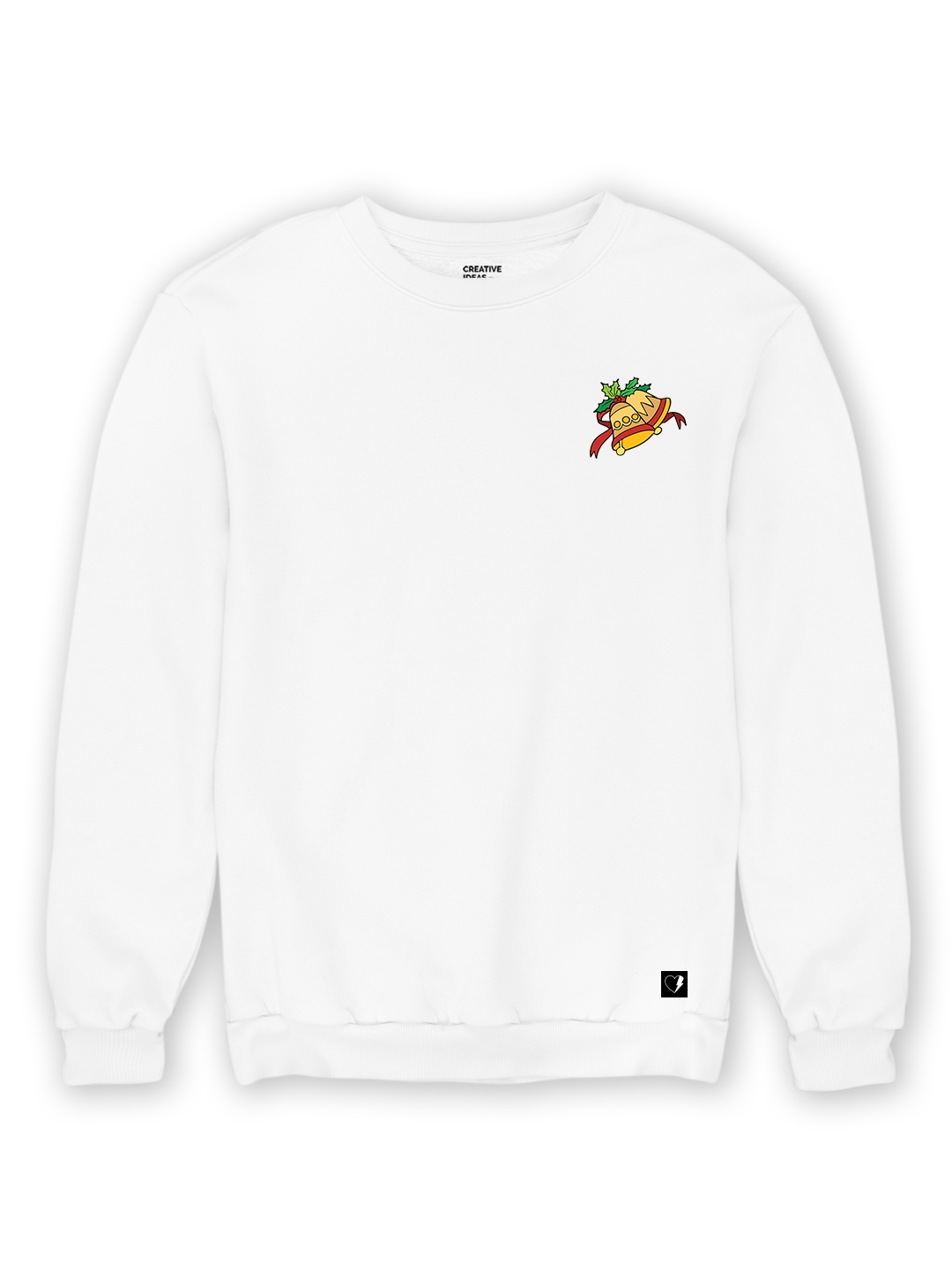 Christmas Bell Pocket White Unisex Cotton Sweatshirt