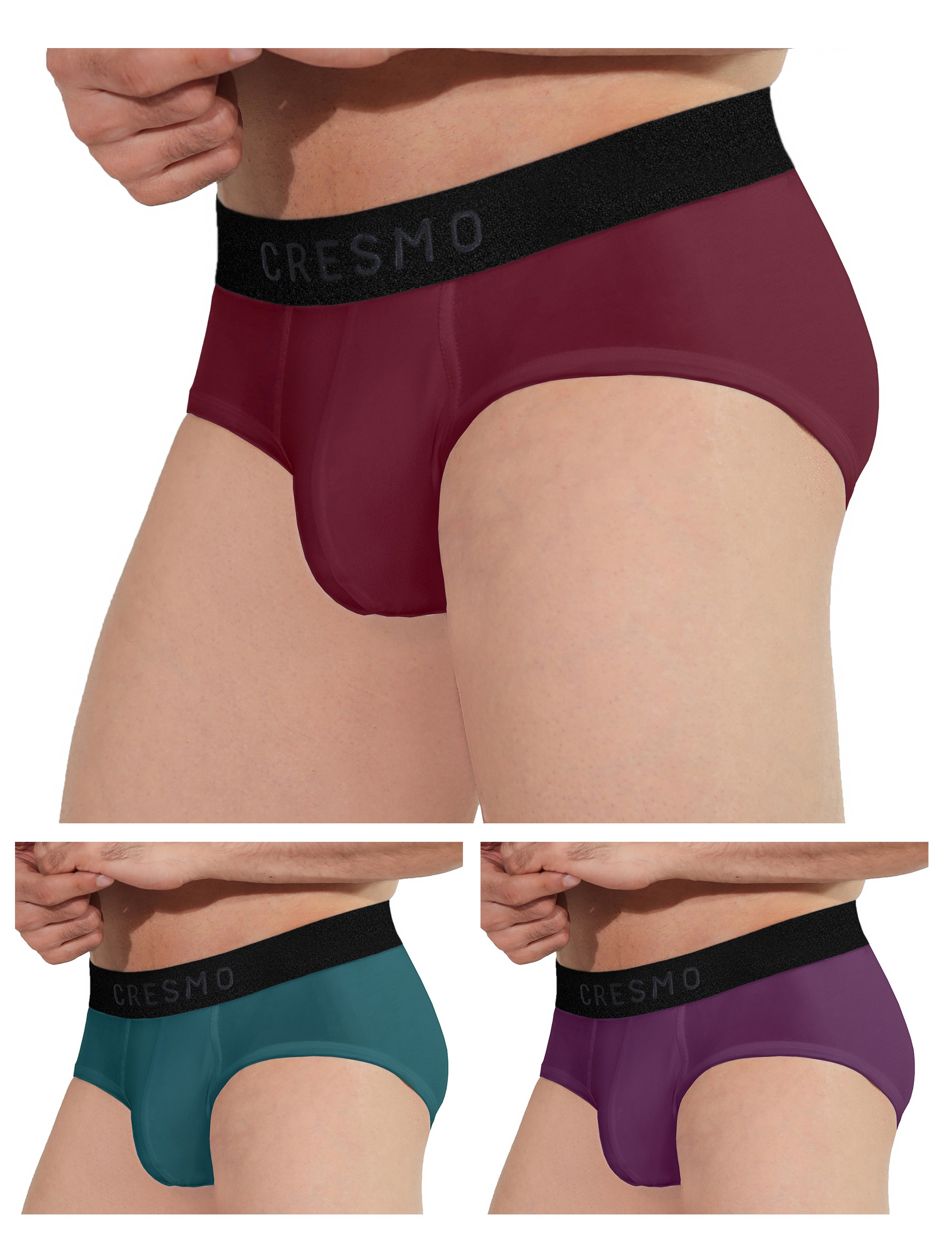 CRESMO | CRESMO Men's Microbial Micro Modal Underwear Breathable Ultra Soft Comfort Lightweight Brief (Pack of 3)