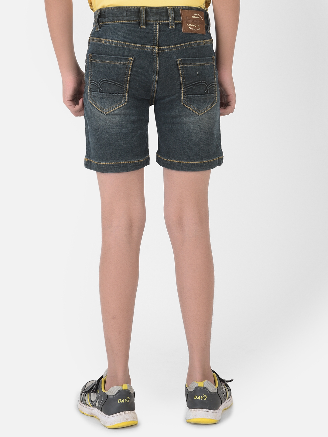 Crimsoune Club Boy Grey Solid Light Fade Denim Shorts