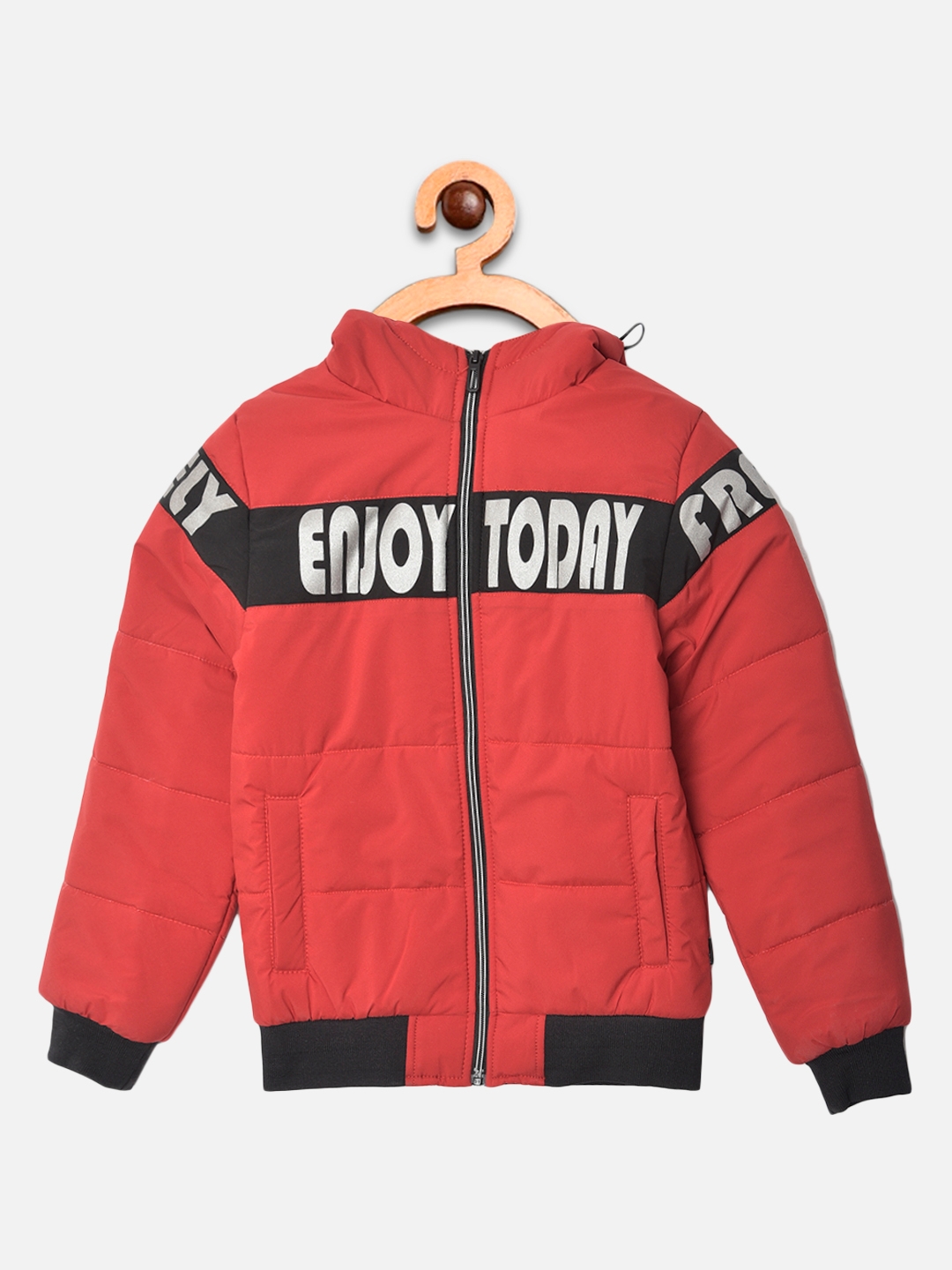 Crimsoune Club Boy Red Printed Hooded Jacket