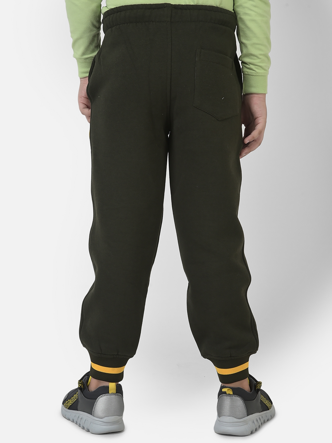 Crimsoune Club Boy Olive Green Joggers with Contrast Logo Embellishment 