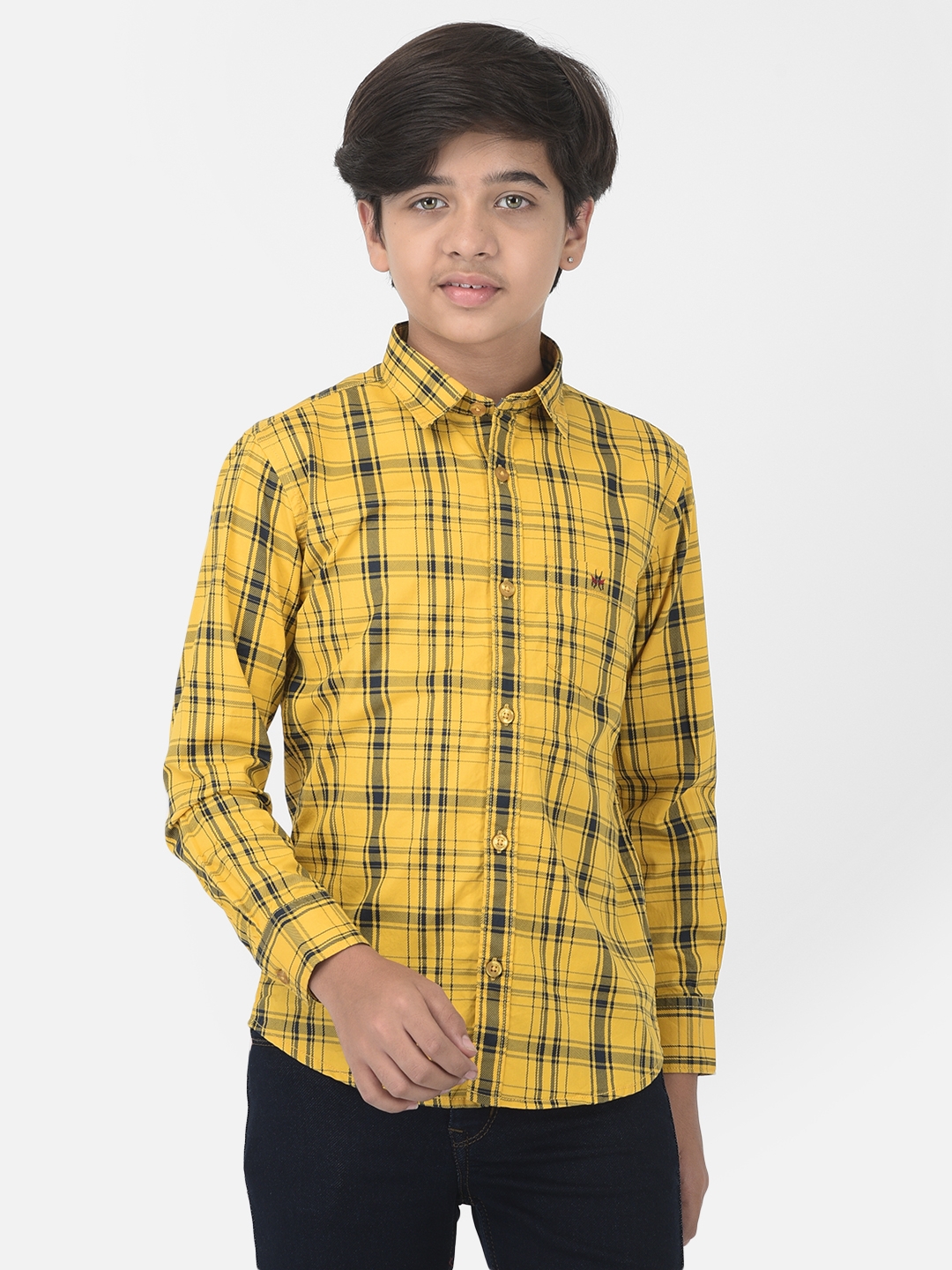 Crimsoune Club Boy Yellow Checked Shirt