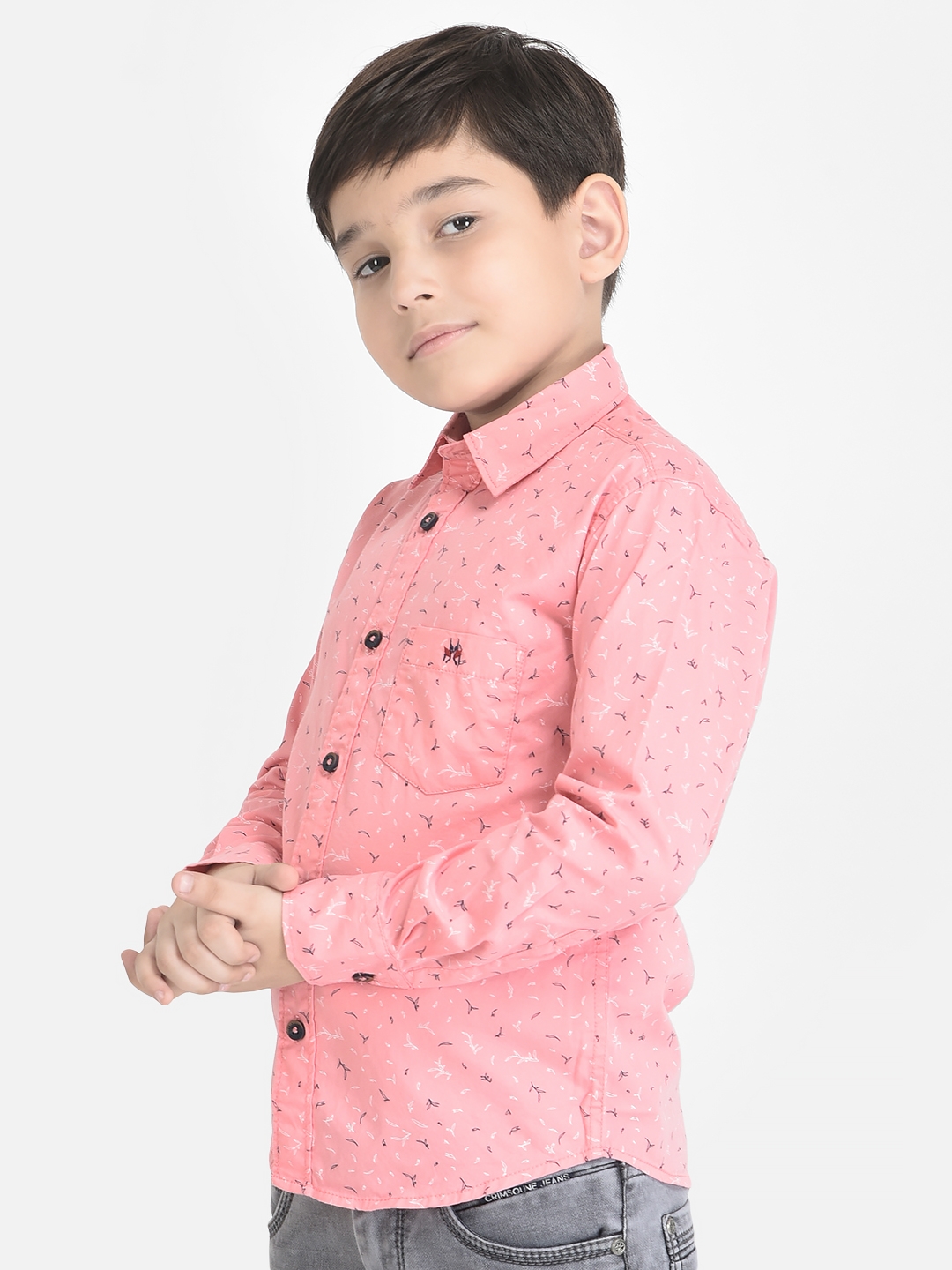 Crimsoune Club Boy Pink Shirt in Floral Print 