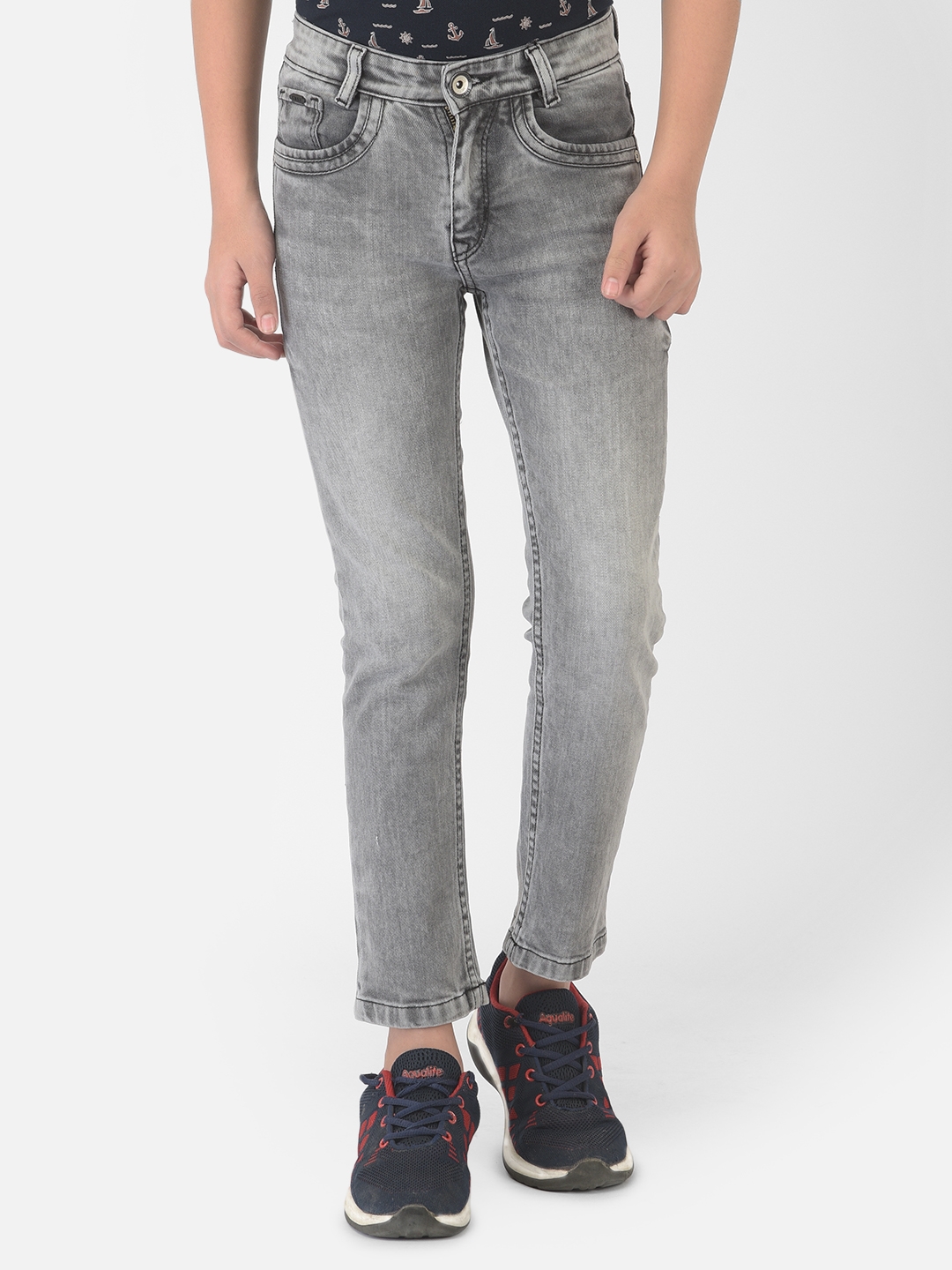 Crimsoune Club | Crimsoune Club Boy Grey Solid Light Faded Jeans