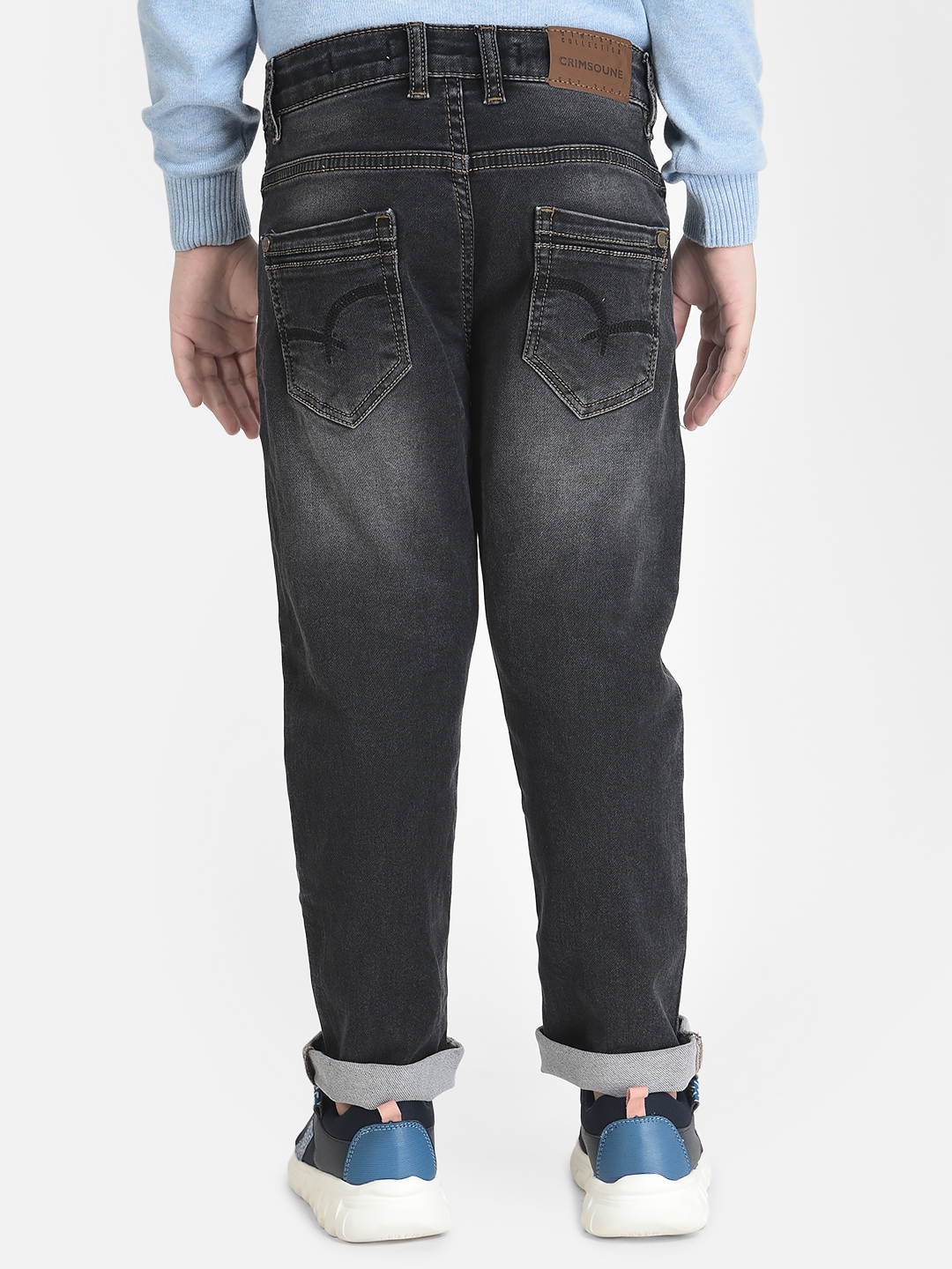 Crimsoune Club Boy Grey Jeans in Light Wash Detail 