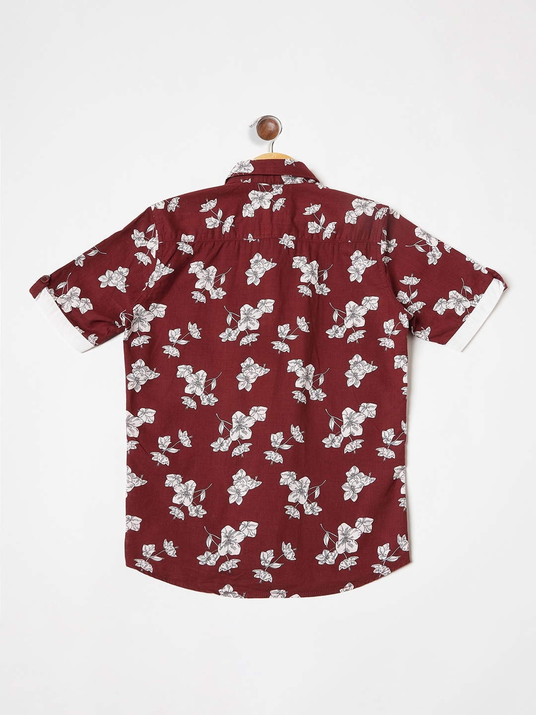 Crimsoune Club Boys Maroon Floral Shirt