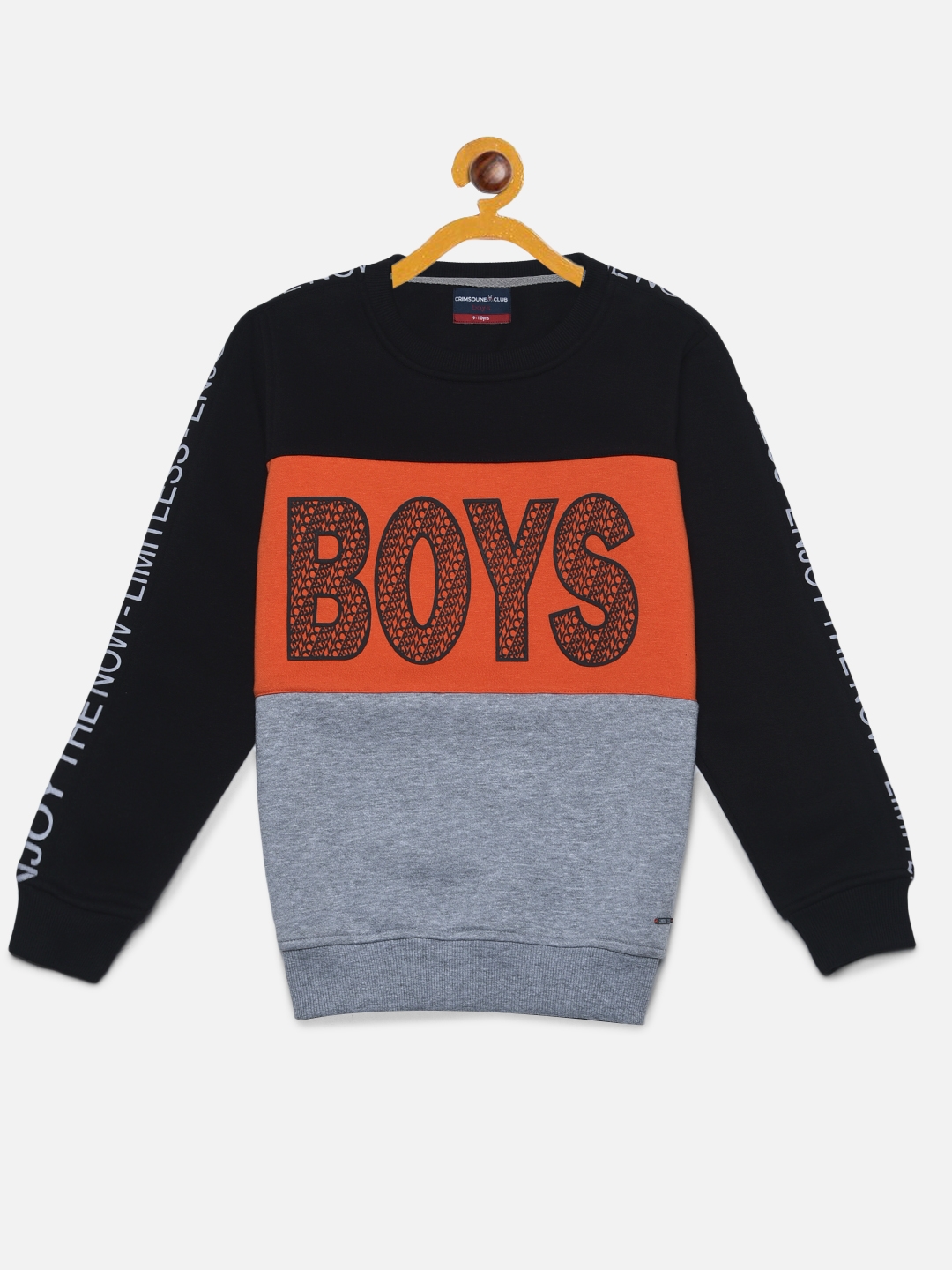 Crimsoune Club Boys Orange Neon Typographic Sweatshirt