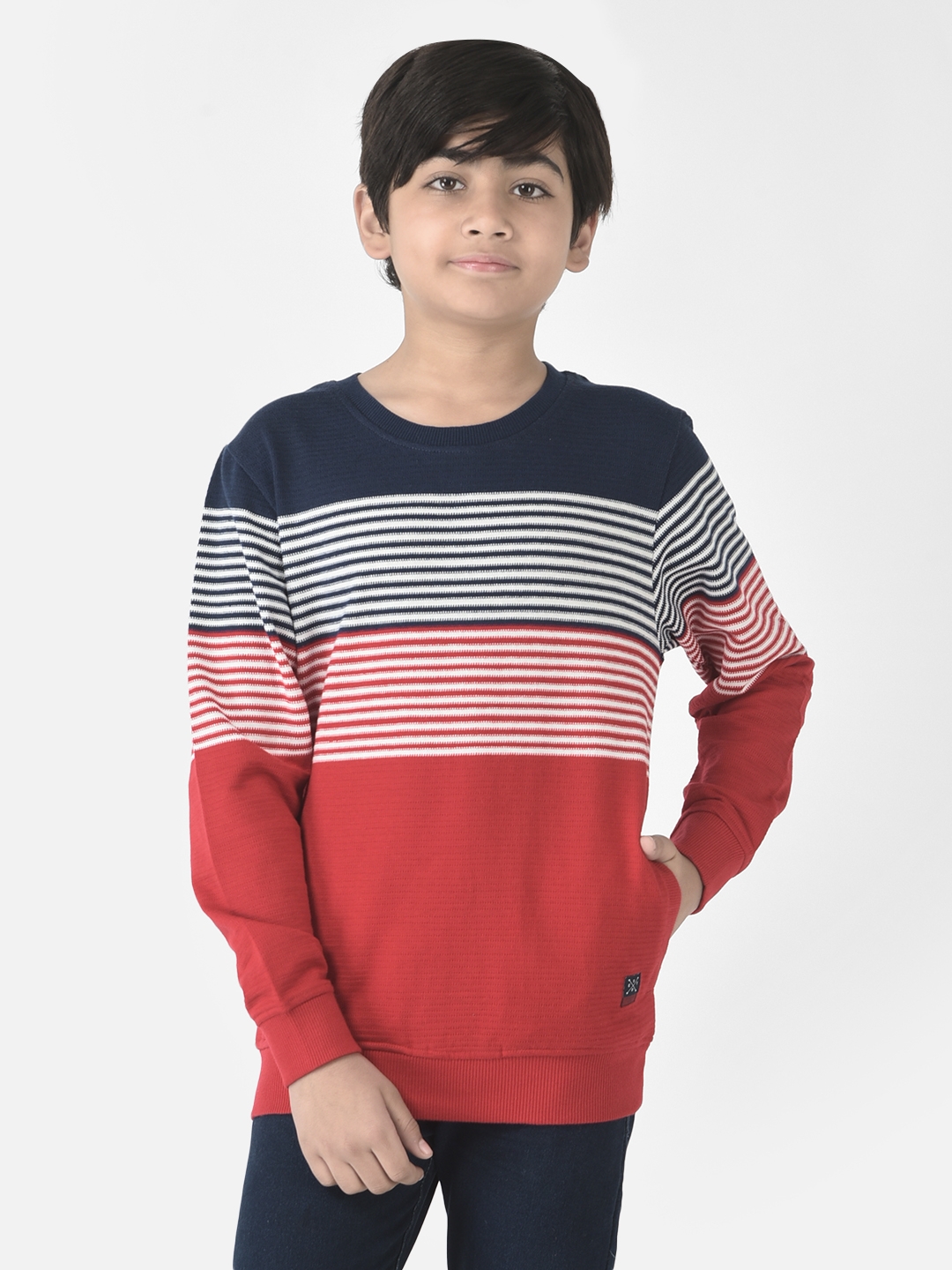 Crimsoune Club Boys Red Stripe Sweatshirt