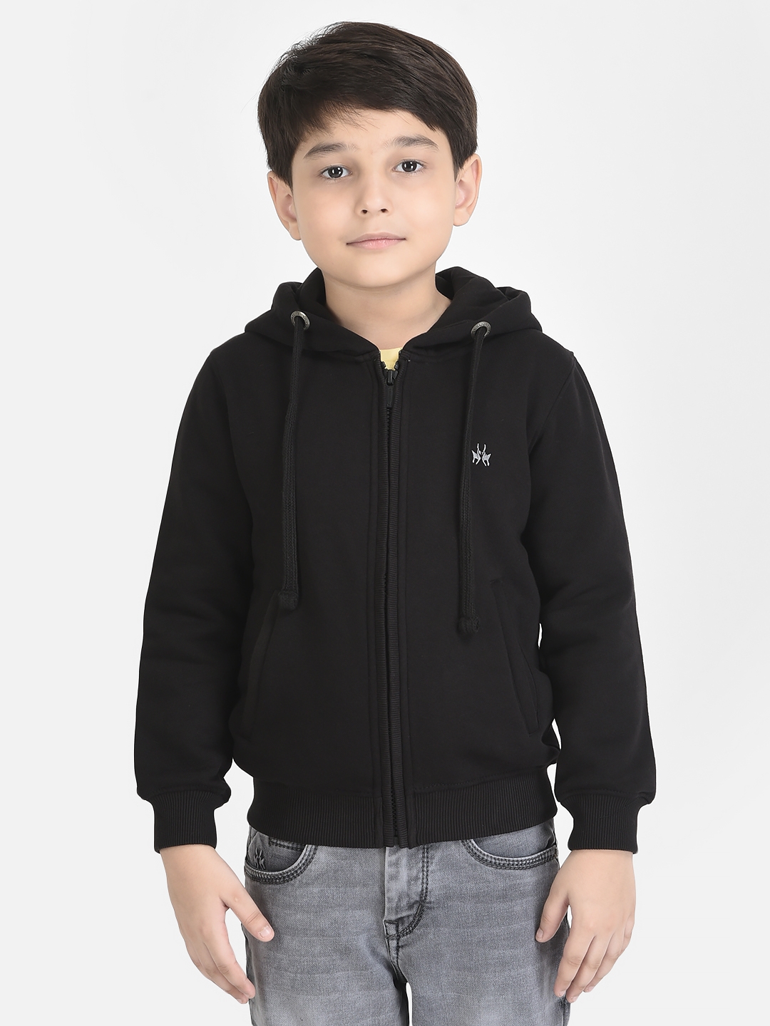 Crimsoune Club | Crimsoune Club Boy Black Sweatshirt with Zipper Front 