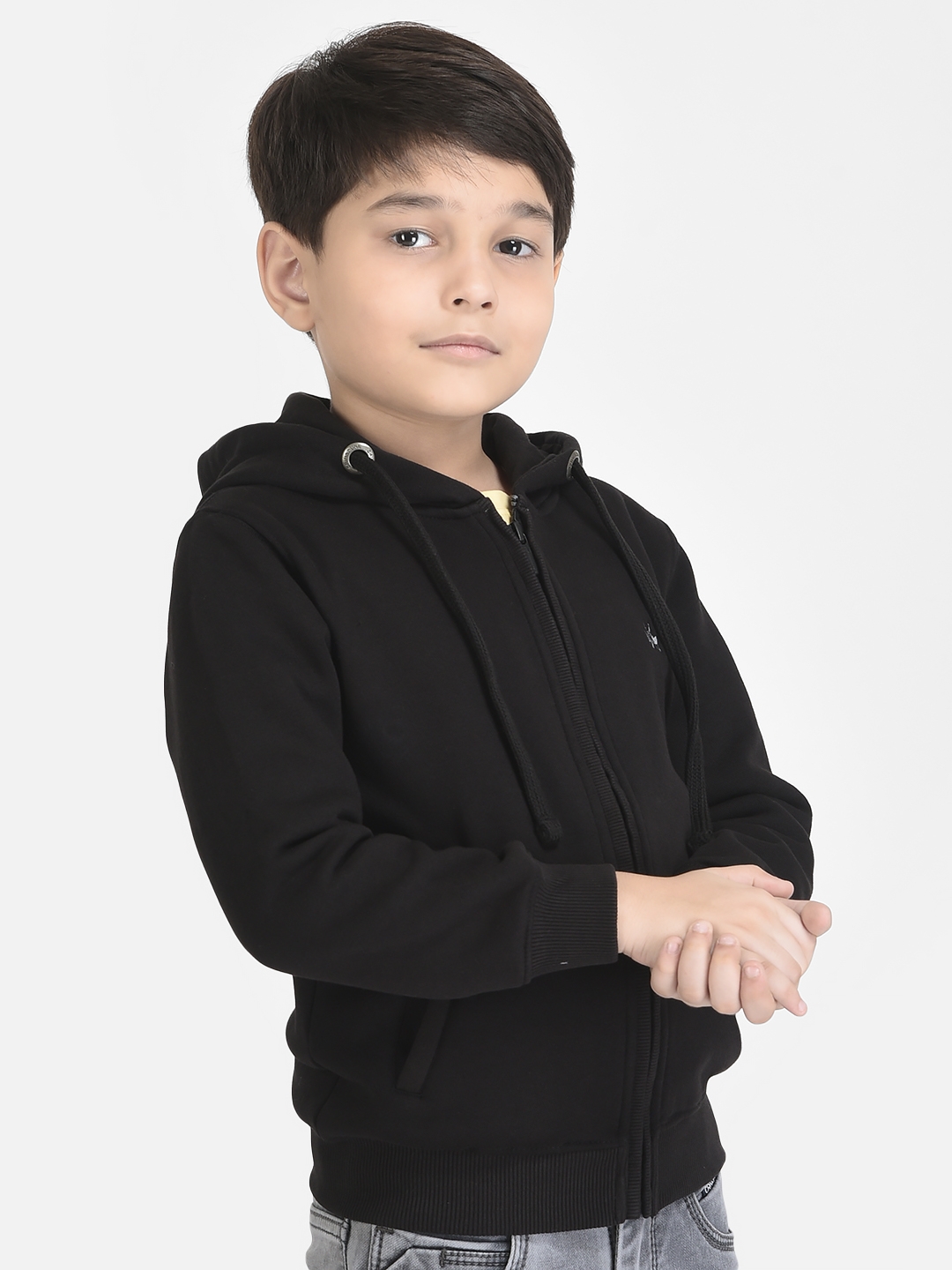 Crimsoune Club Boy Black Sweatshirt with Zipper Front 