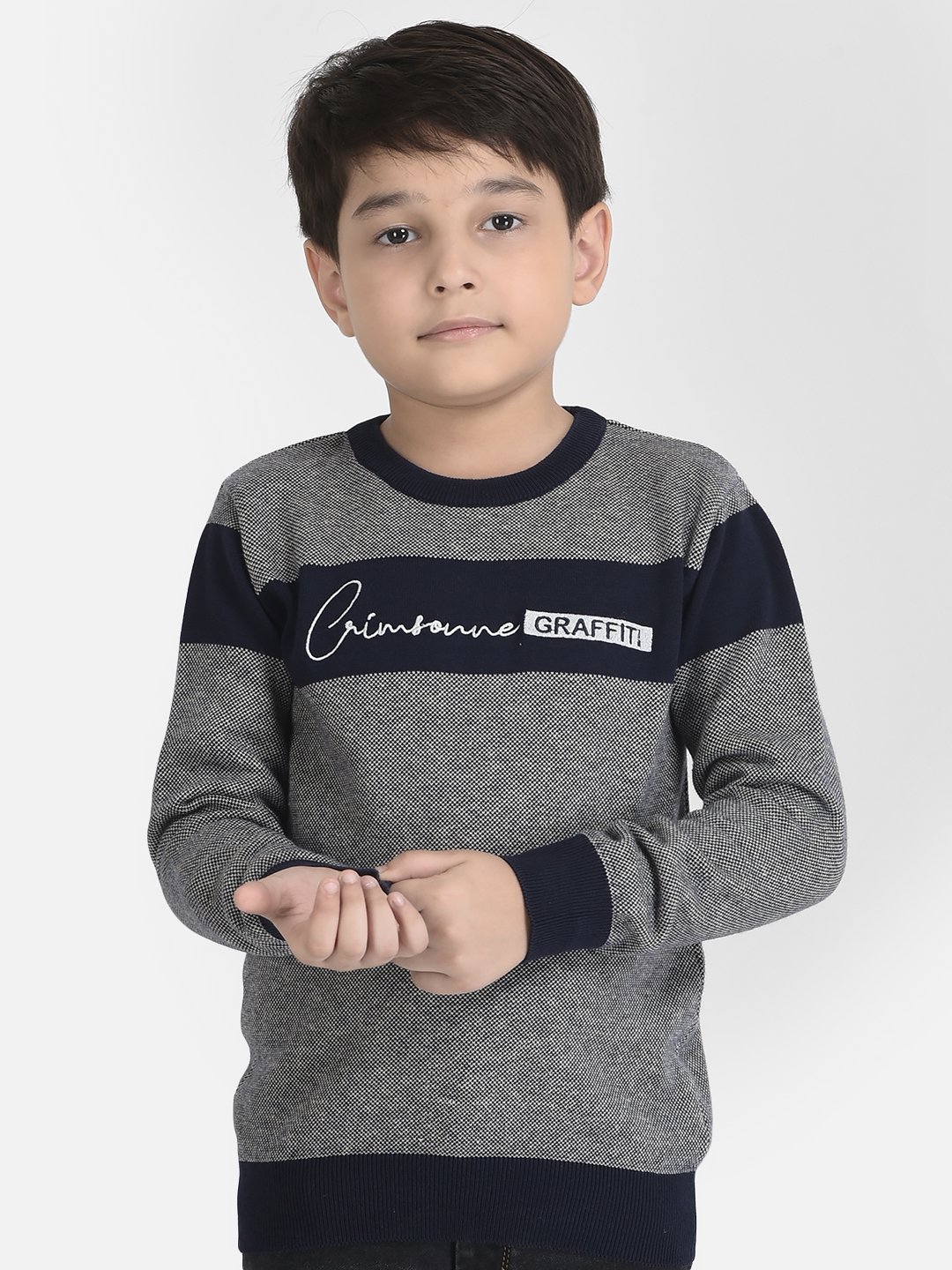 Crimsoune Club | Crimsoune Club Boy Colour-Blocked Sweater with Logo Detail 