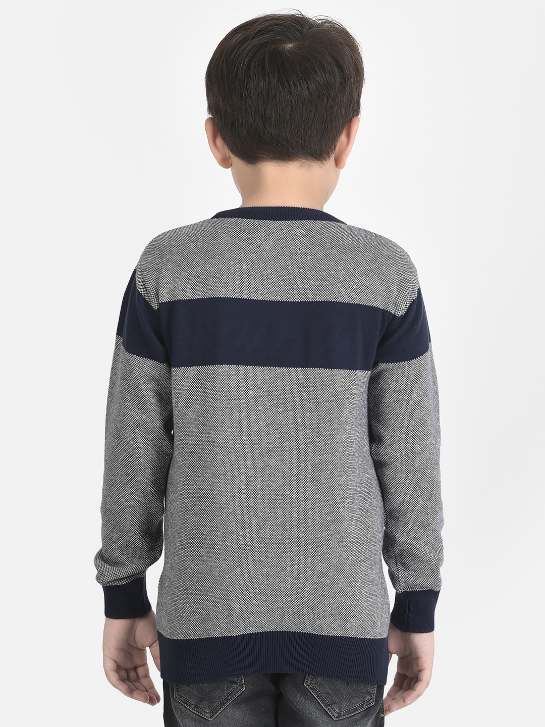 Crimsoune Club Boy Colour-Blocked Sweater with Logo Detail 