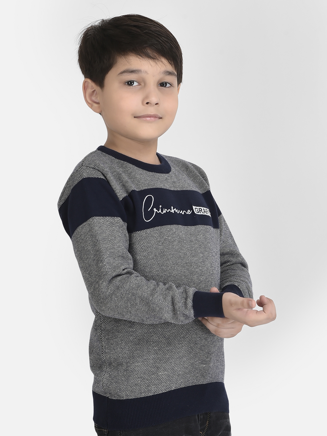 Crimsoune Club Boy Colour-Blocked Sweater with Logo Detail 